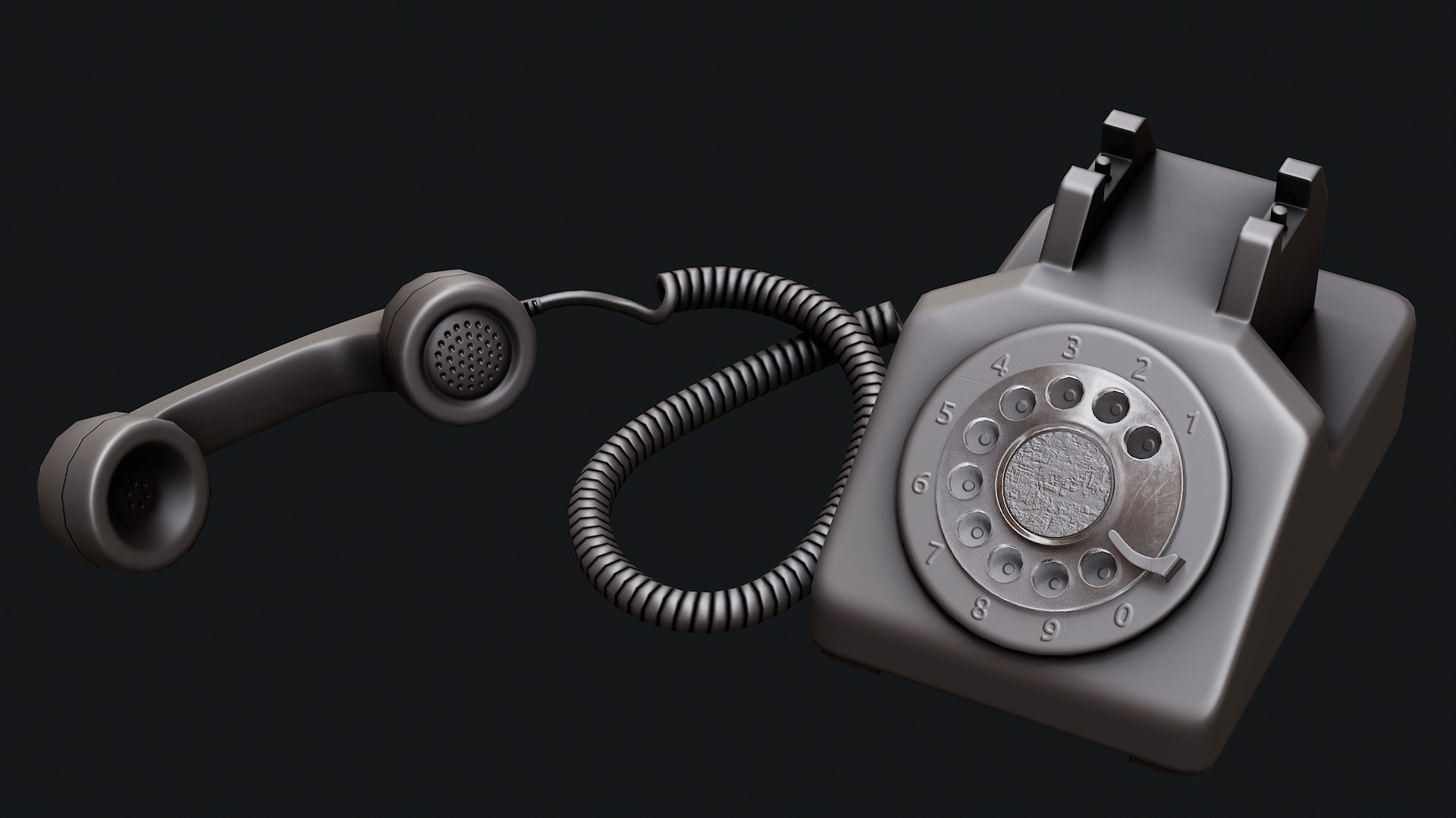 Low Poly PBR Rotary Phone Low-poly 3D model_27