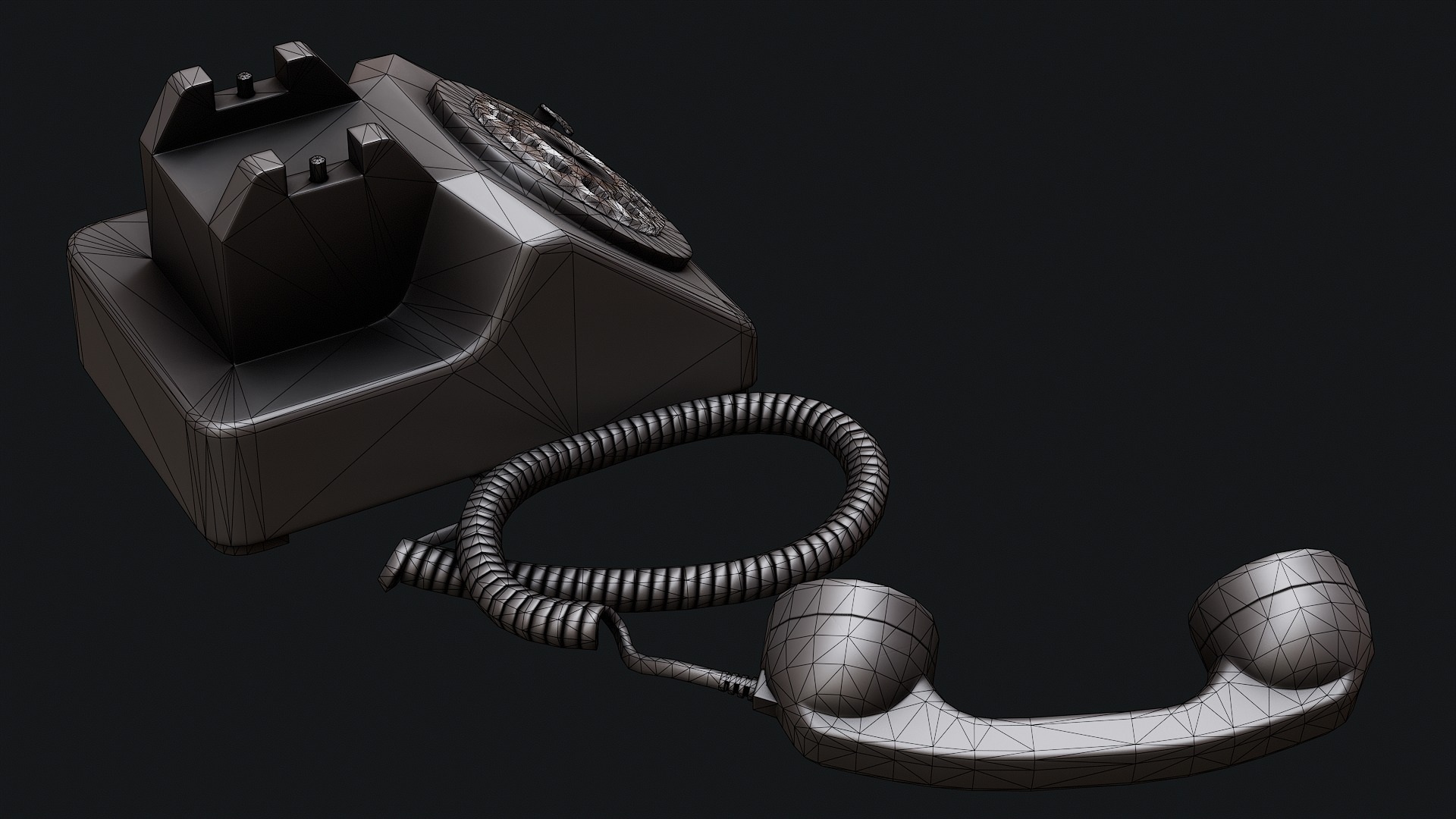 Low Poly PBR Rotary Phone Low-poly 3D model_30