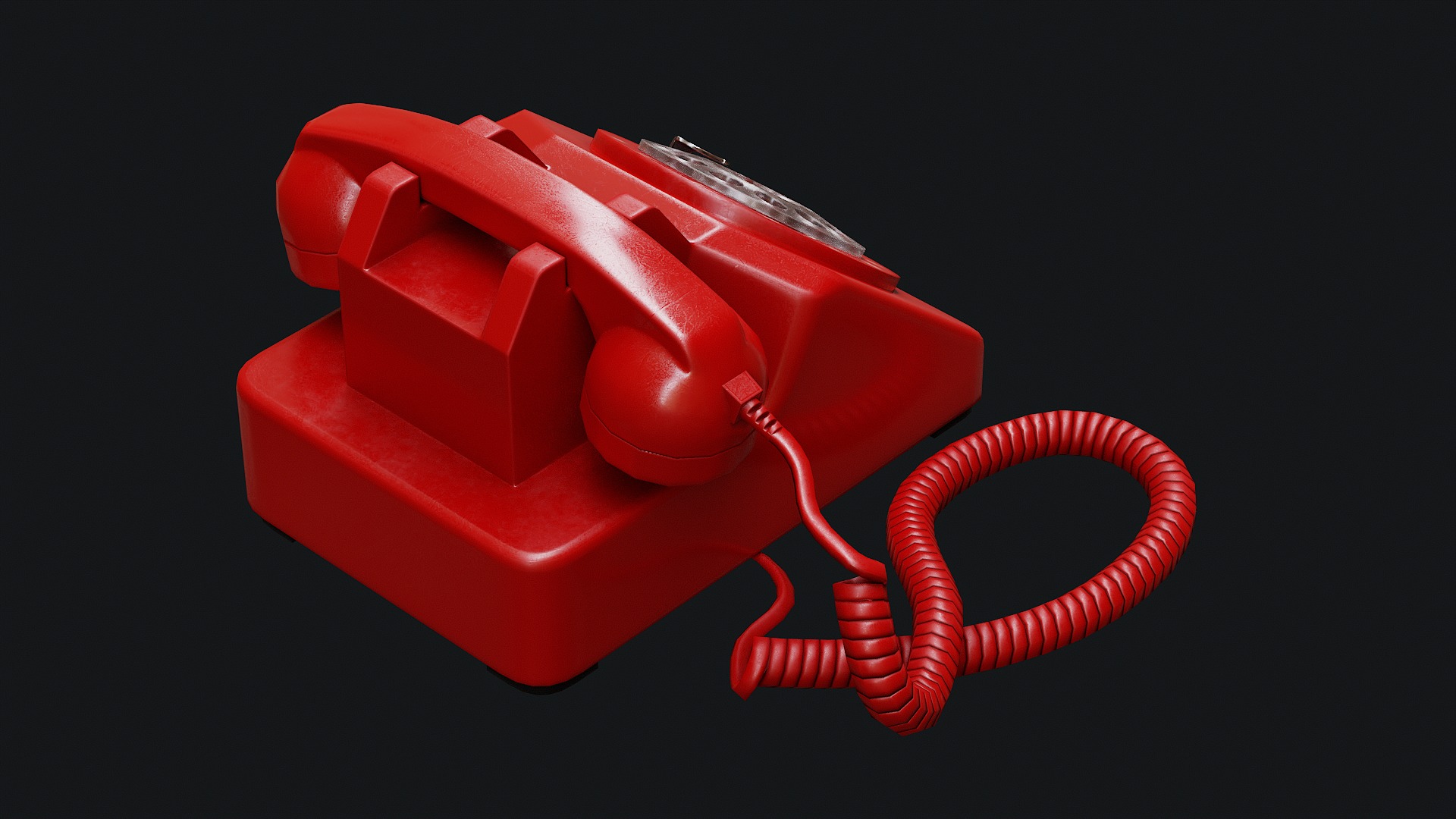 Low Poly PBR Rotary Phone Low-poly 3D model_2