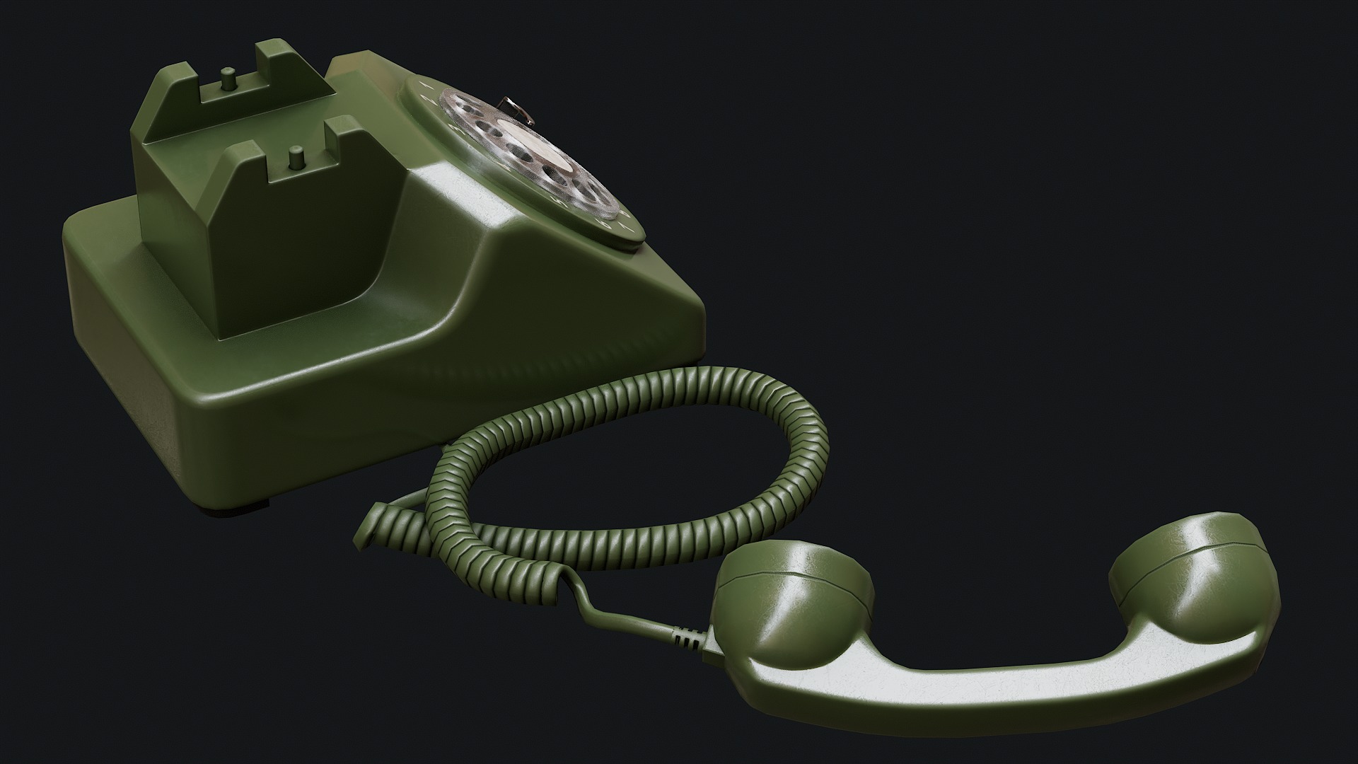 Low Poly PBR Rotary Phone Low-poly 3D model_36