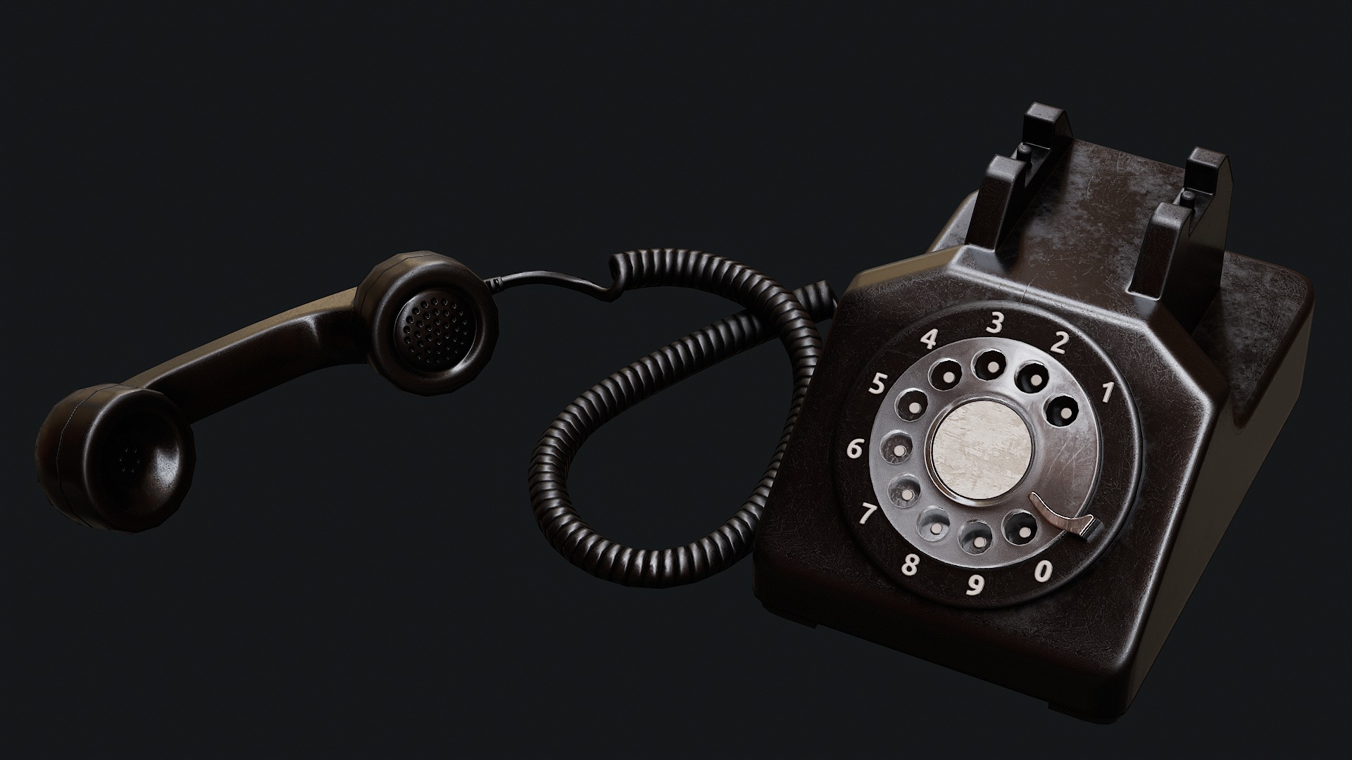 Low Poly PBR Rotary Phone Low-poly 3D model_39