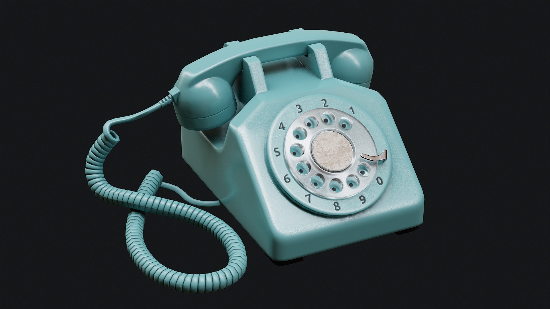 Low Poly PBR Rotary Phone Low-poly 3D model_19