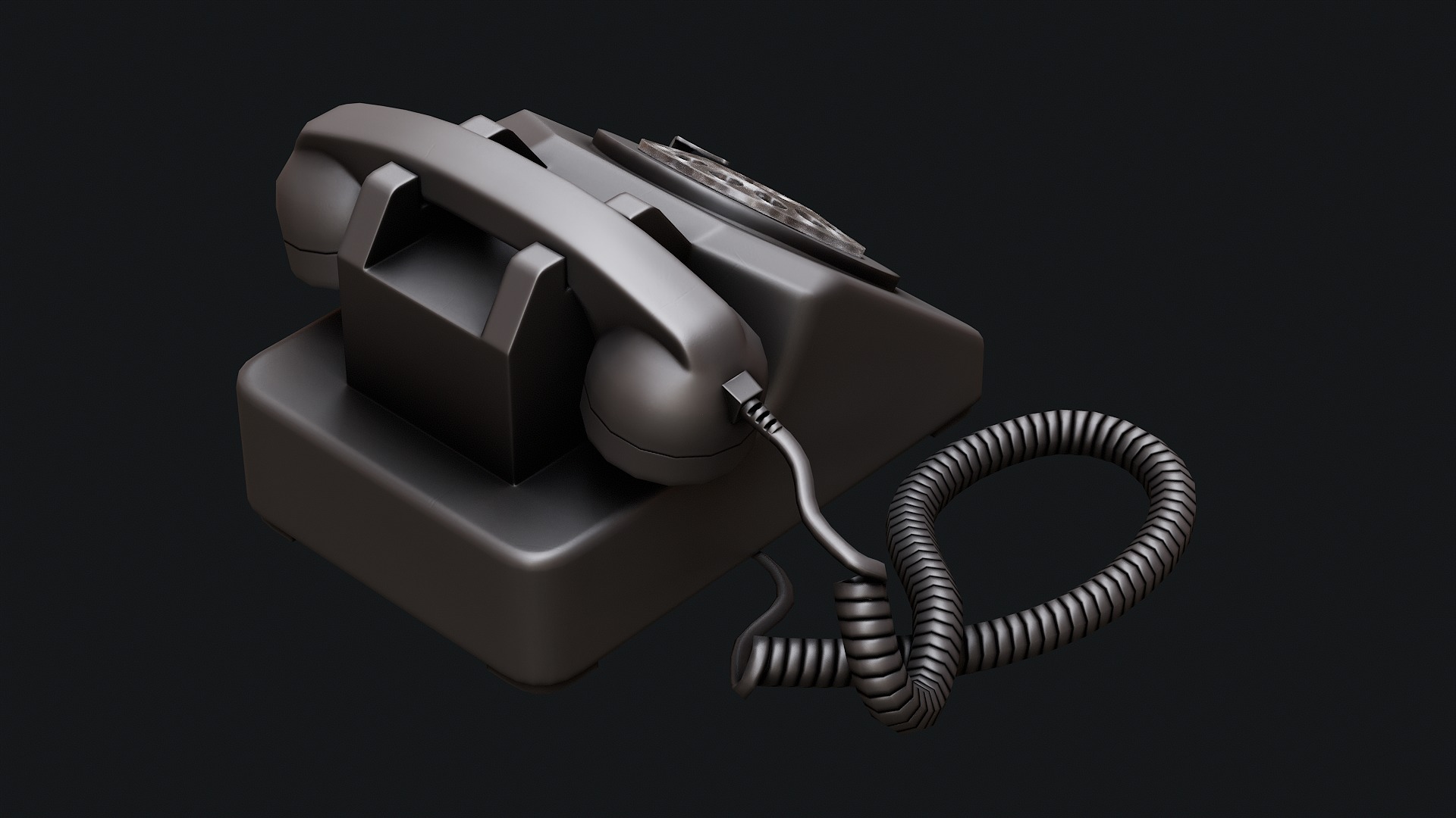 Low Poly PBR Rotary Phone Low-poly 3D model_6