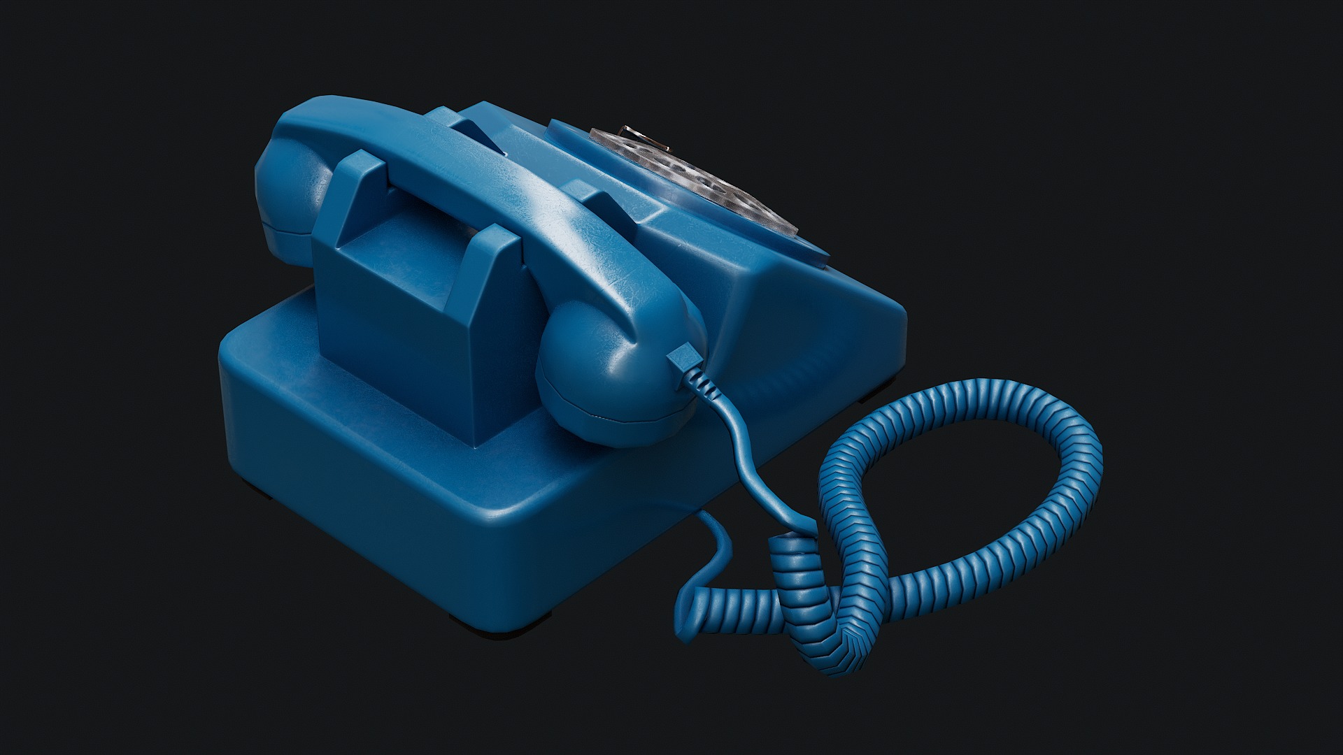 Low Poly PBR Rotary Phone Low-poly 3D model_11