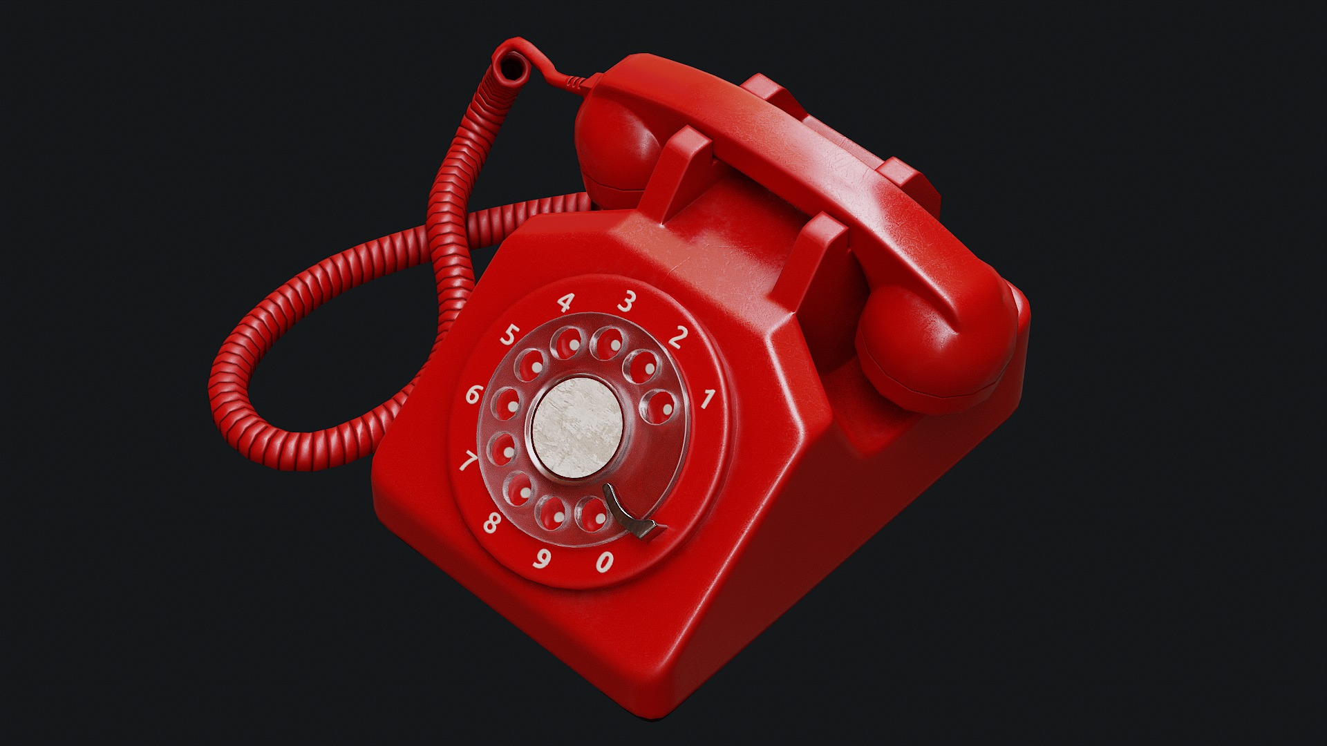 Low Poly PBR Rotary Phone Low-poly 3D model_3