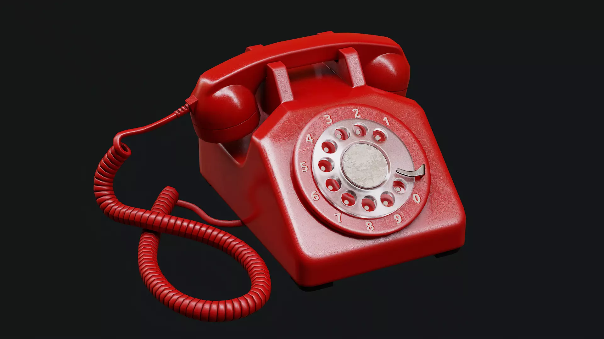 Low Poly PBR Rotary Phone Low-poly 3D model_0