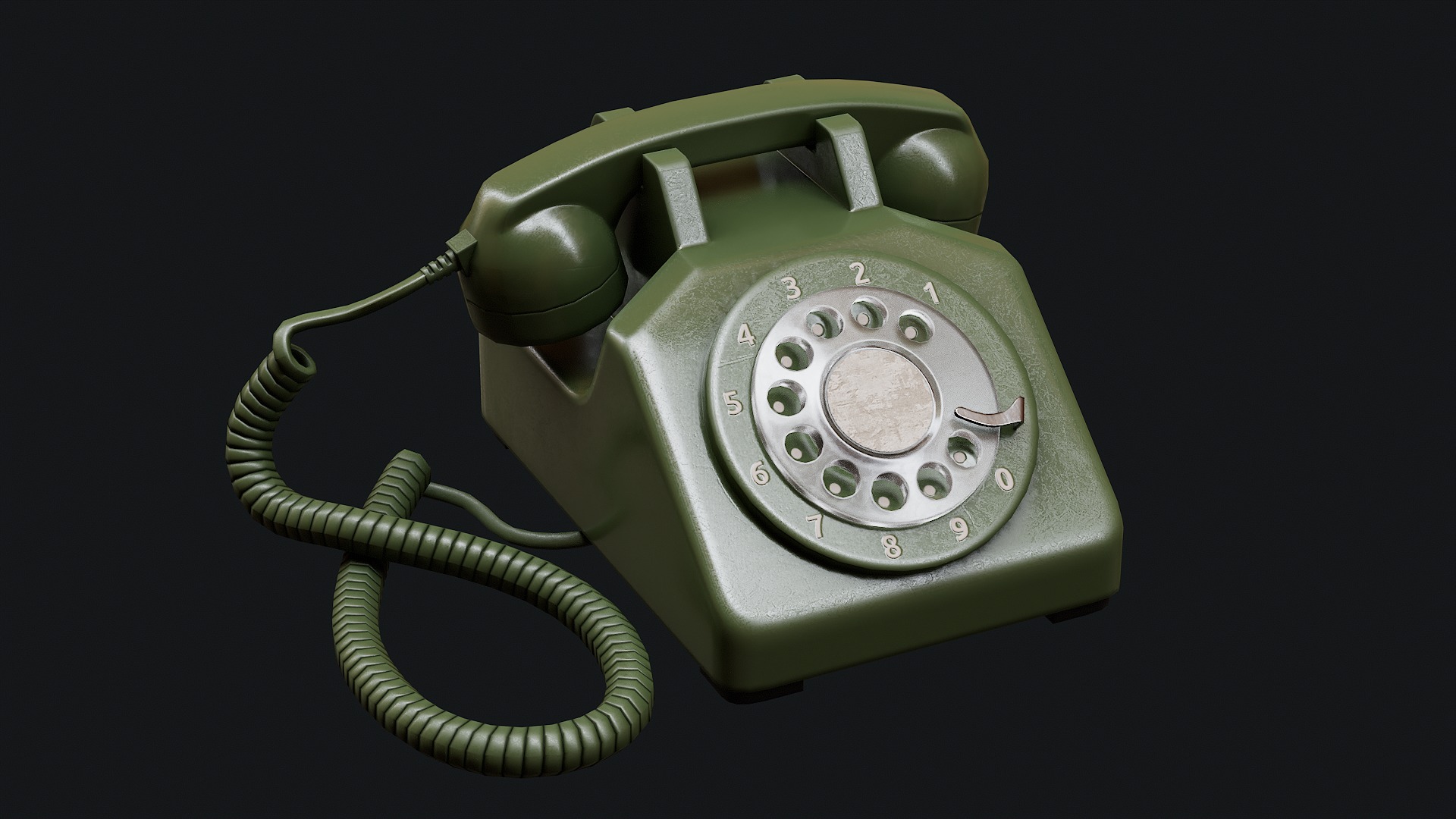 Low Poly PBR Rotary Phone Low-poly 3D model_16