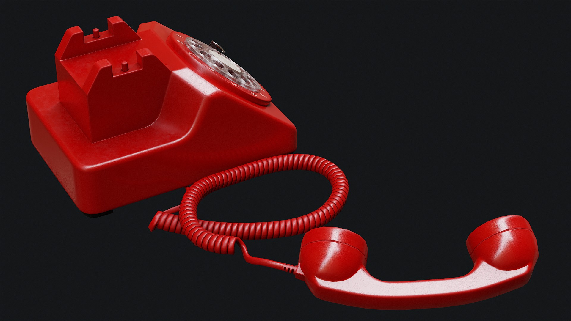 Low Poly PBR Rotary Phone Low-poly 3D model_26