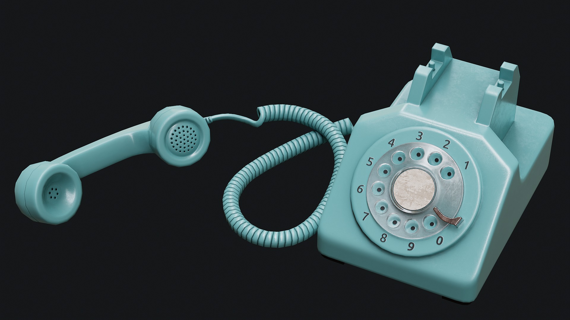 Low Poly PBR Rotary Phone Low-poly 3D model_37