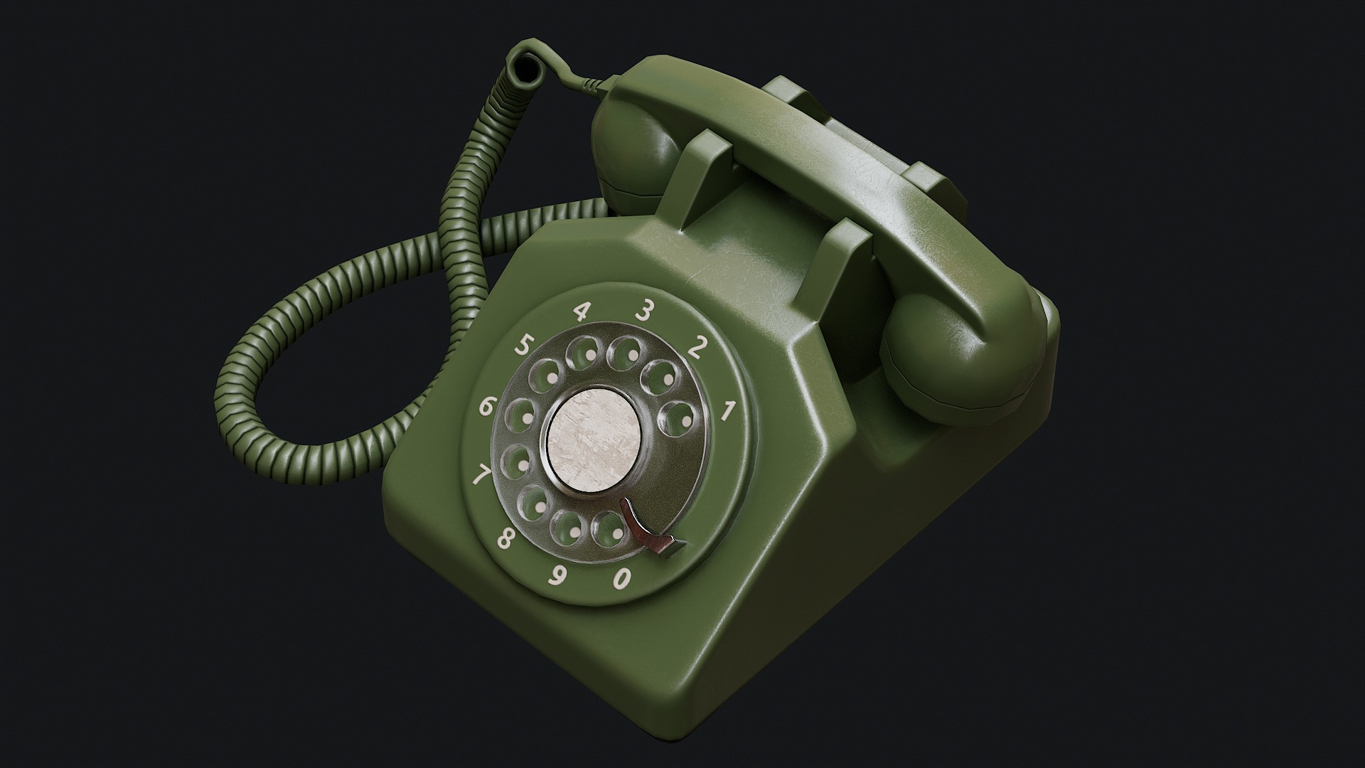 Low Poly PBR Rotary Phone Low-poly 3D model_18