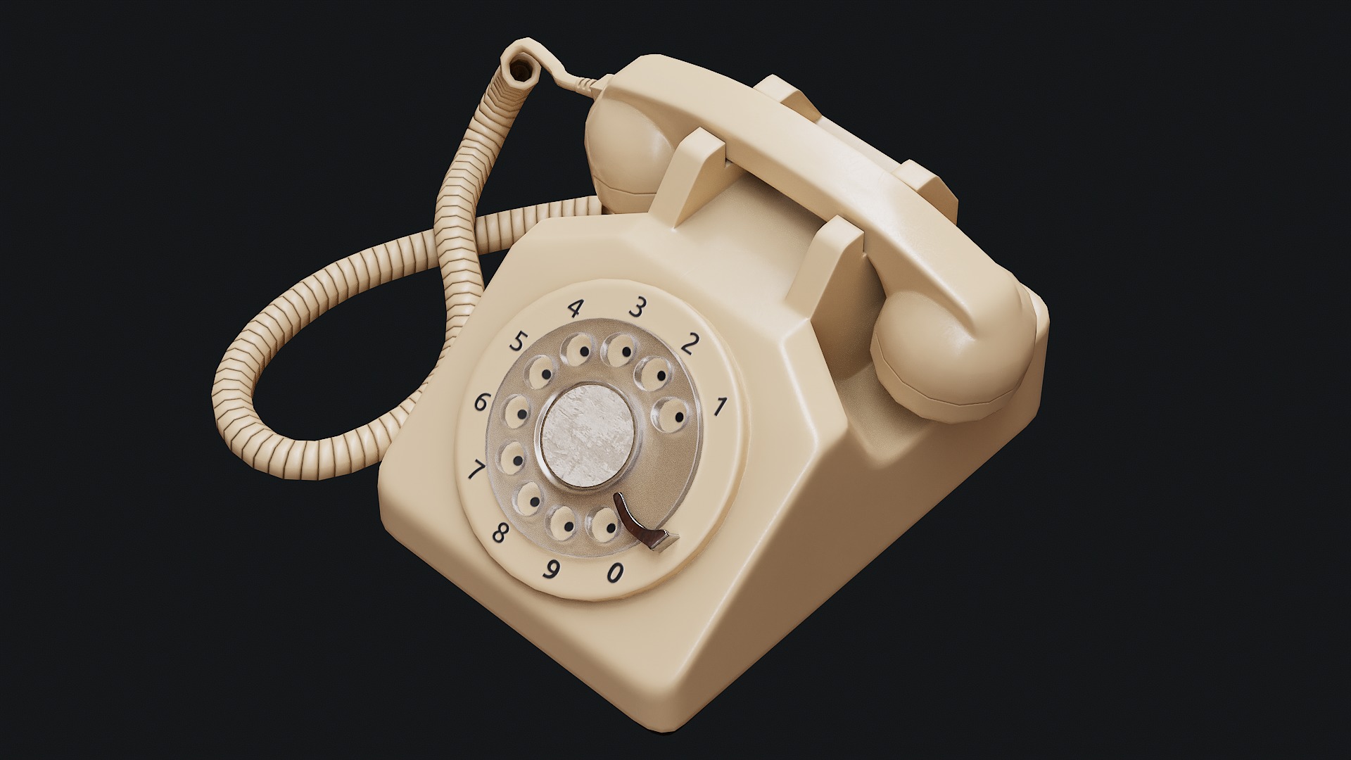 Low Poly PBR Rotary Phone Low-poly 3D model_15