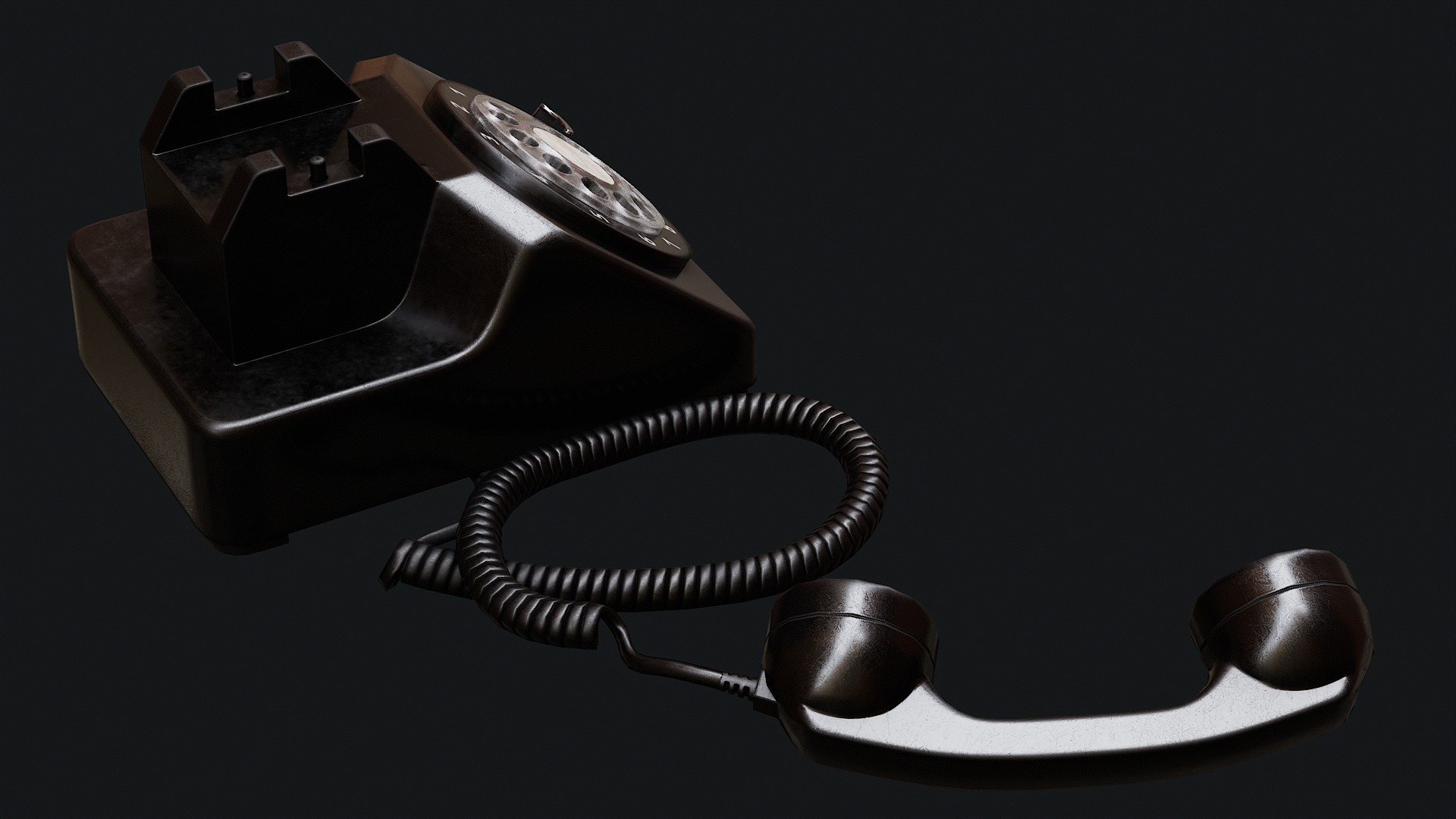 Low Poly PBR Rotary Phone Low-poly 3D model_40