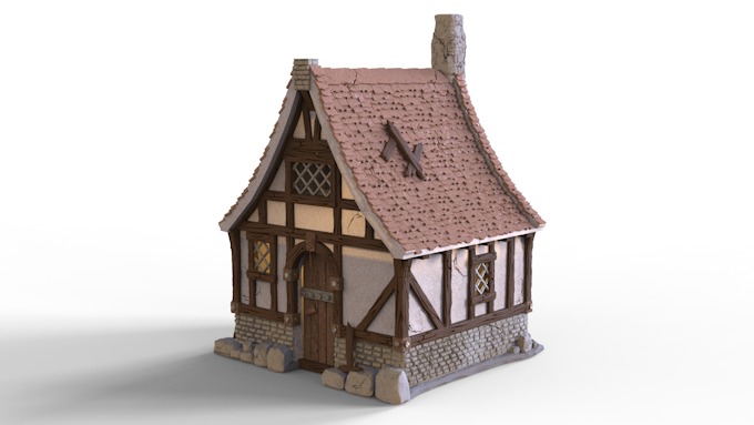 one-storey house 3D print model_3