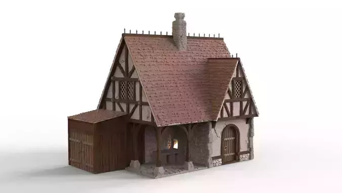 House with a barn 3D print model