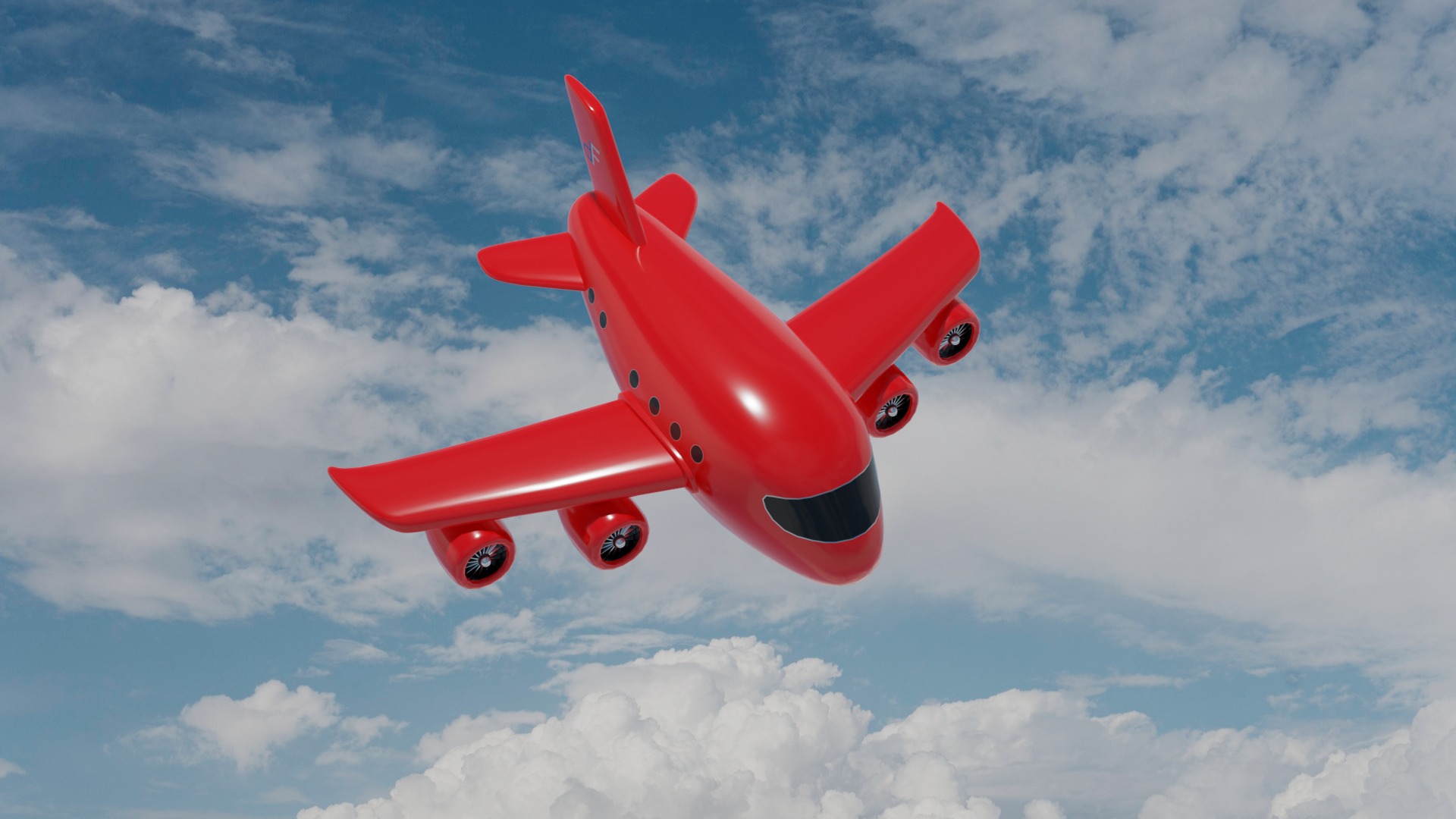 Cartoon Plane Low-poly 3D model_7