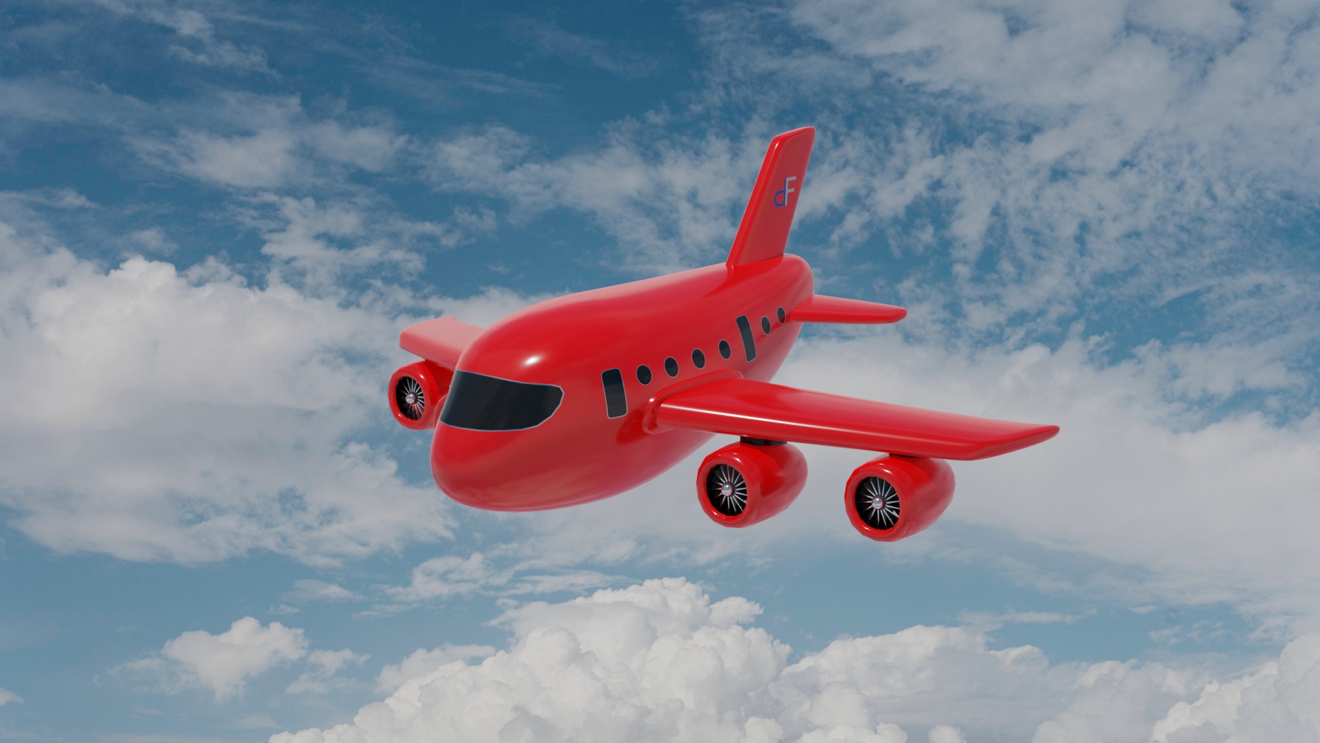 Cartoon Plane Low-poly 3D model_2