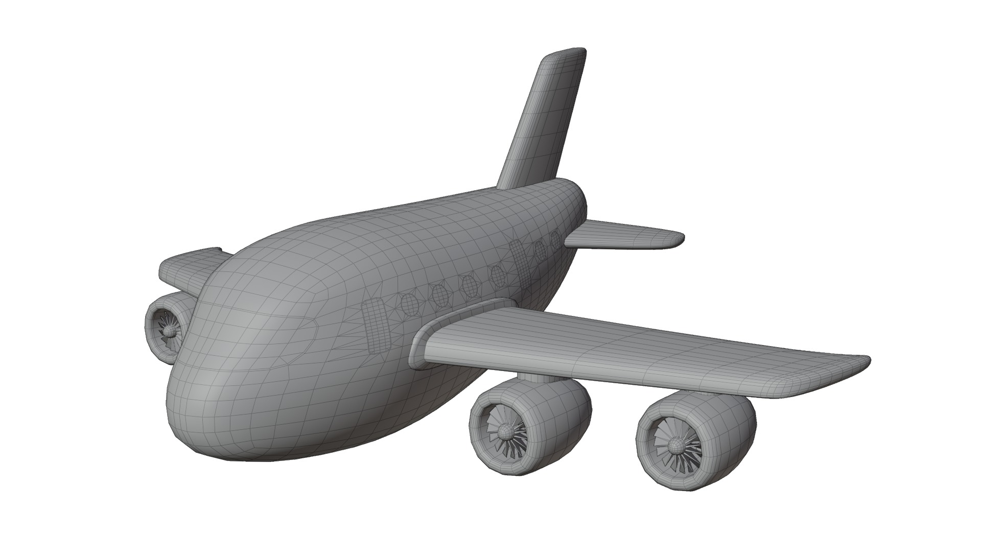 Cartoon Plane Low-poly 3D model_16