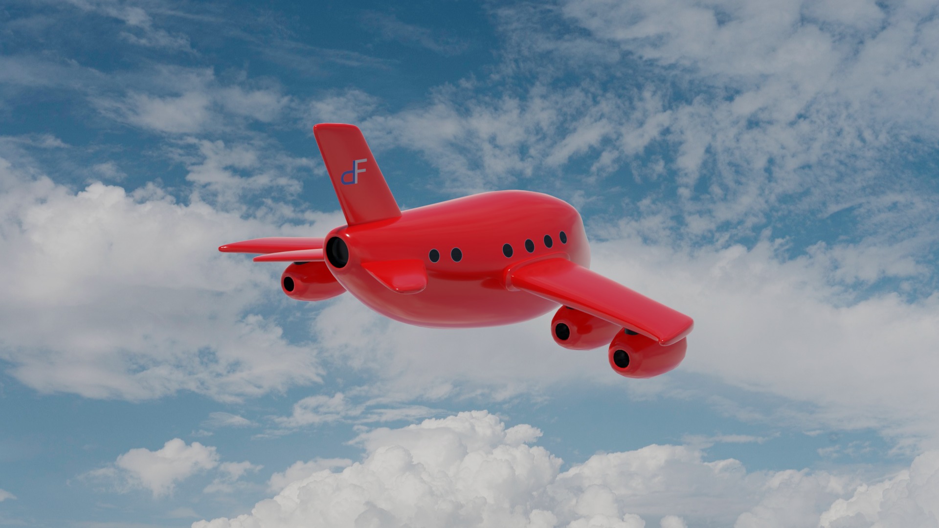 Cartoon Plane Low-poly 3D model_3