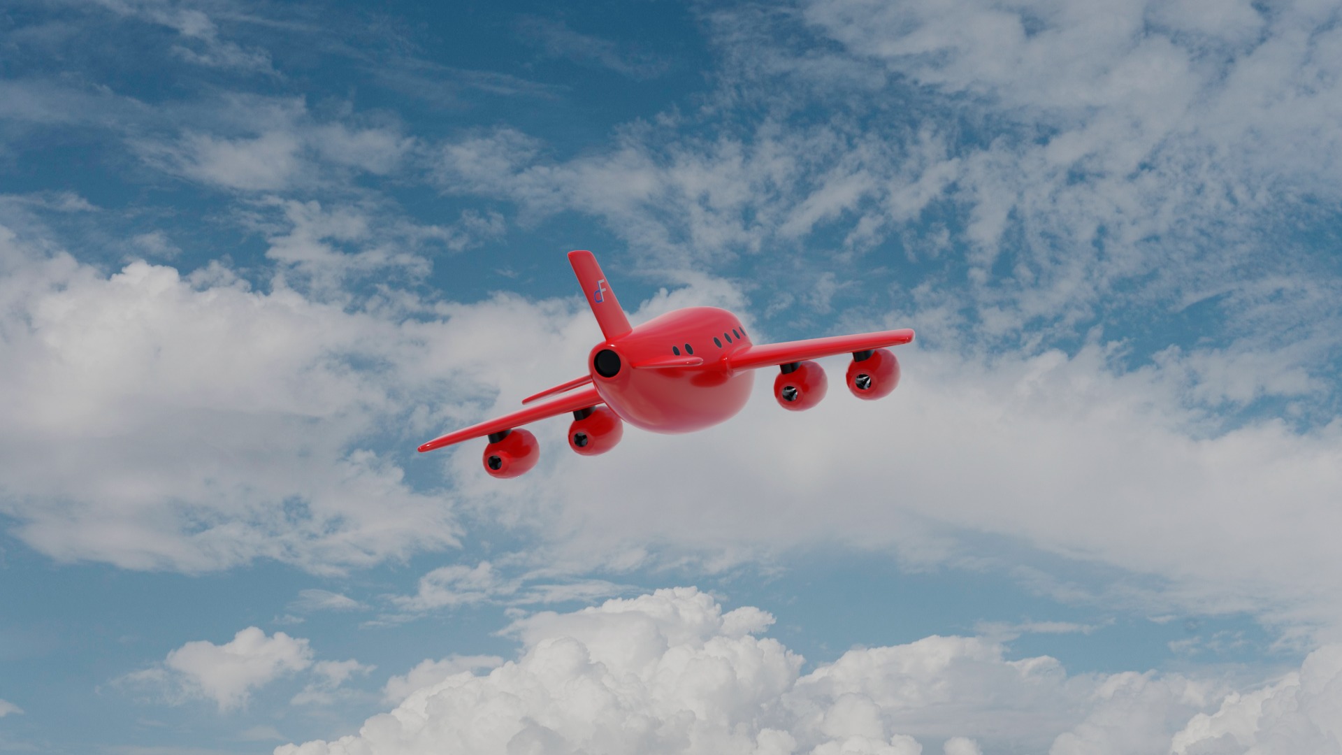 Cartoon Plane Low-poly 3D model_10