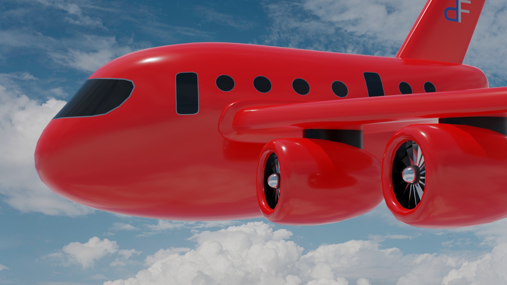 Cartoon Plane Low-poly 3D model_12