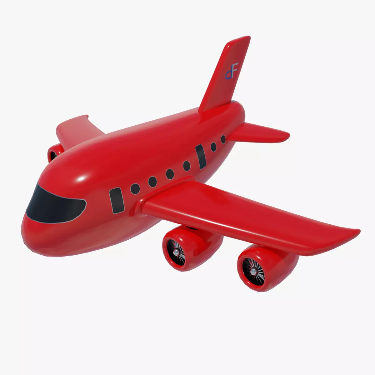 Cartoon Plane Low-poly 3D model_0