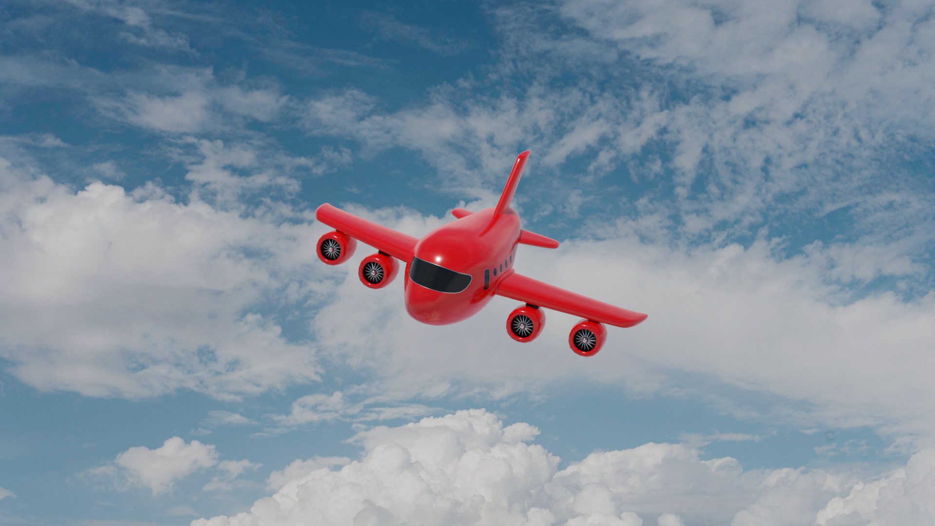 Cartoon Plane Low-poly 3D model_9