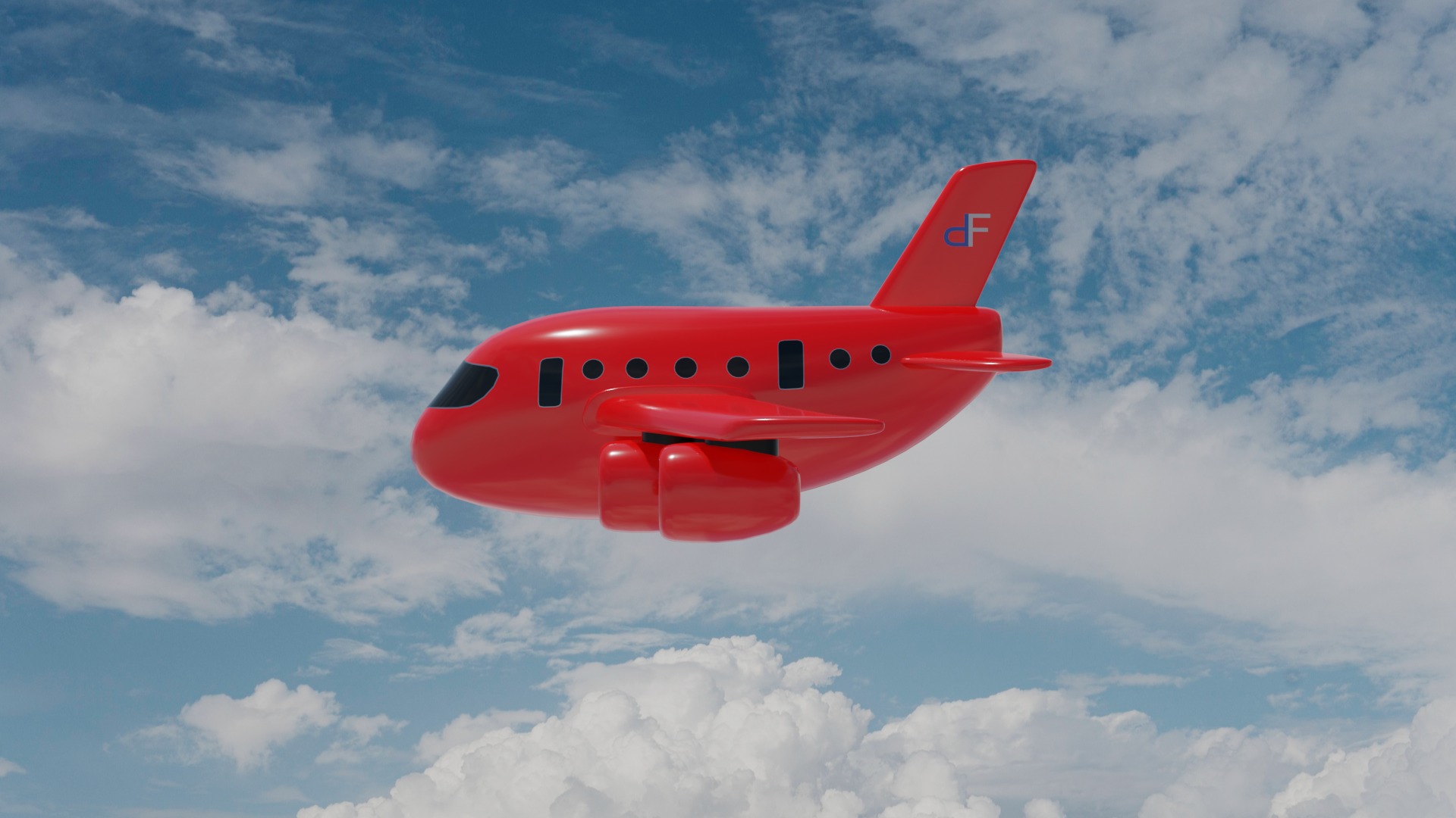 Cartoon Plane Low-poly 3D model_6