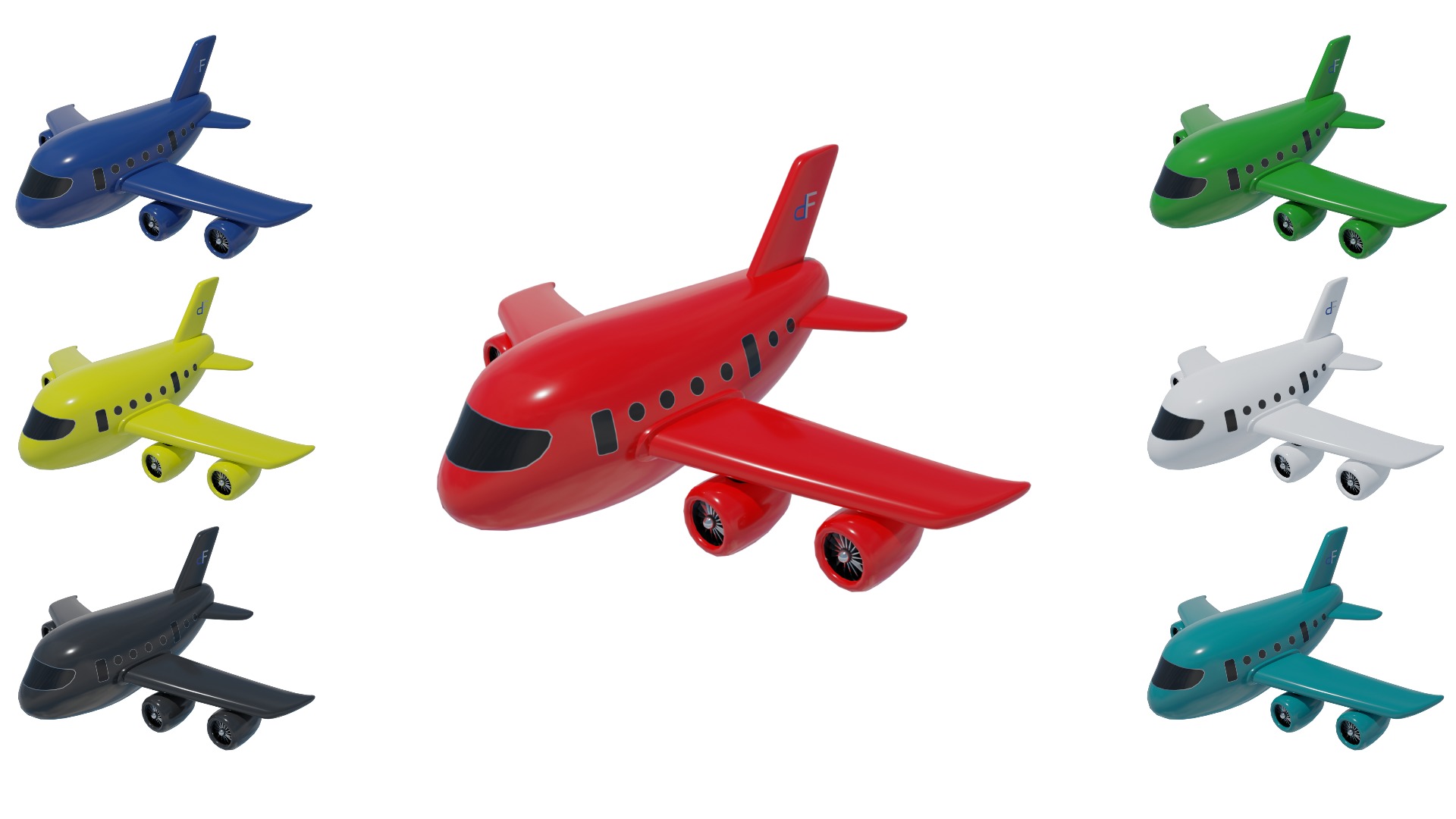 Cartoon Plane Low-poly 3D model_15