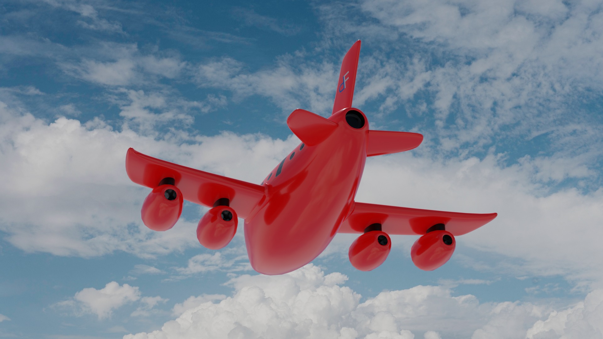 Cartoon Plane Low-poly 3D model_11