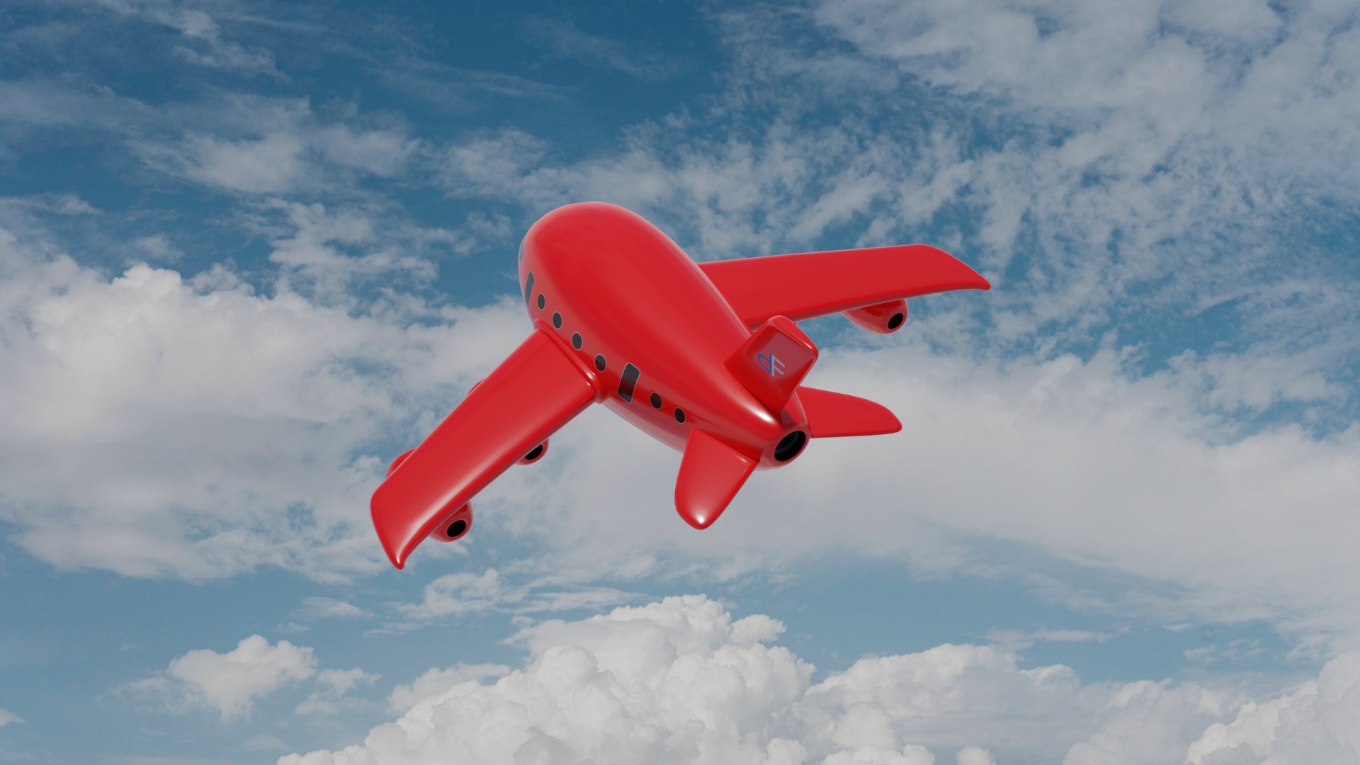 Cartoon Plane Low-poly 3D model_8