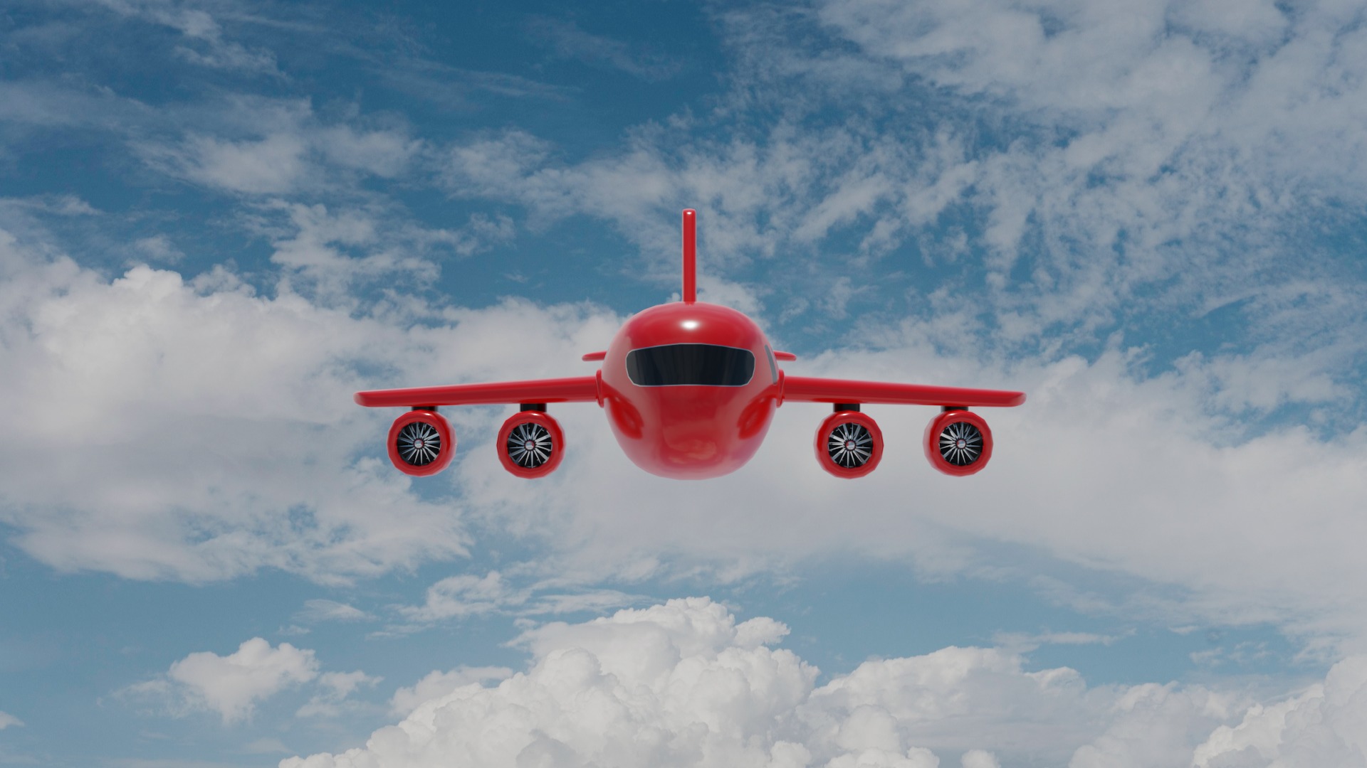 Cartoon Plane Low-poly 3D model_4