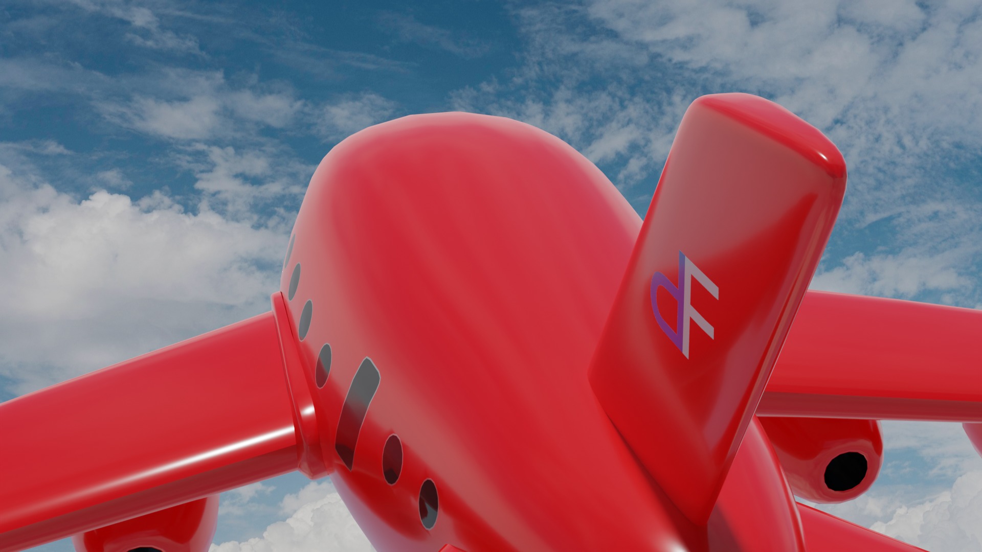 Cartoon Plane Low-poly 3D model_13