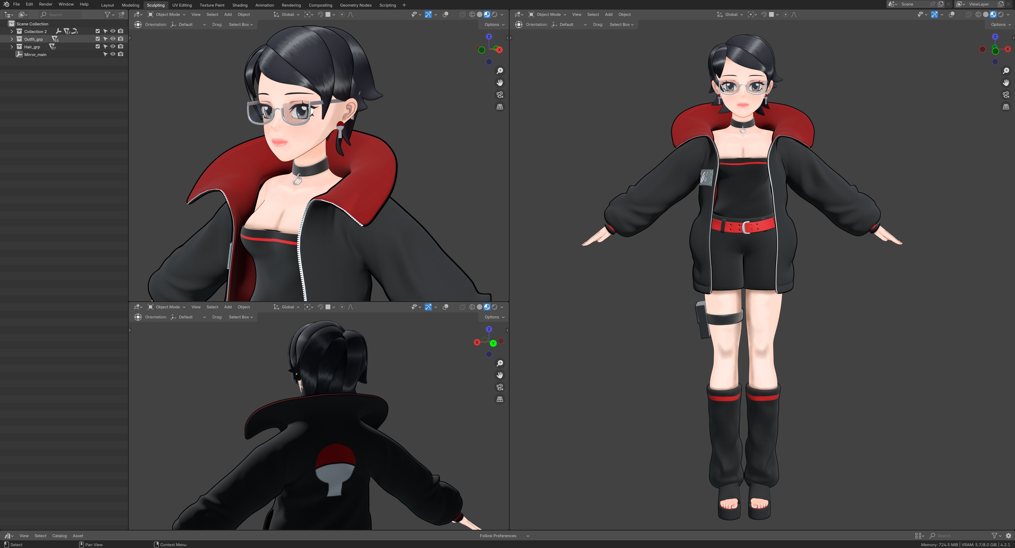 Sarada Uchiha - FanArt 3D model_2