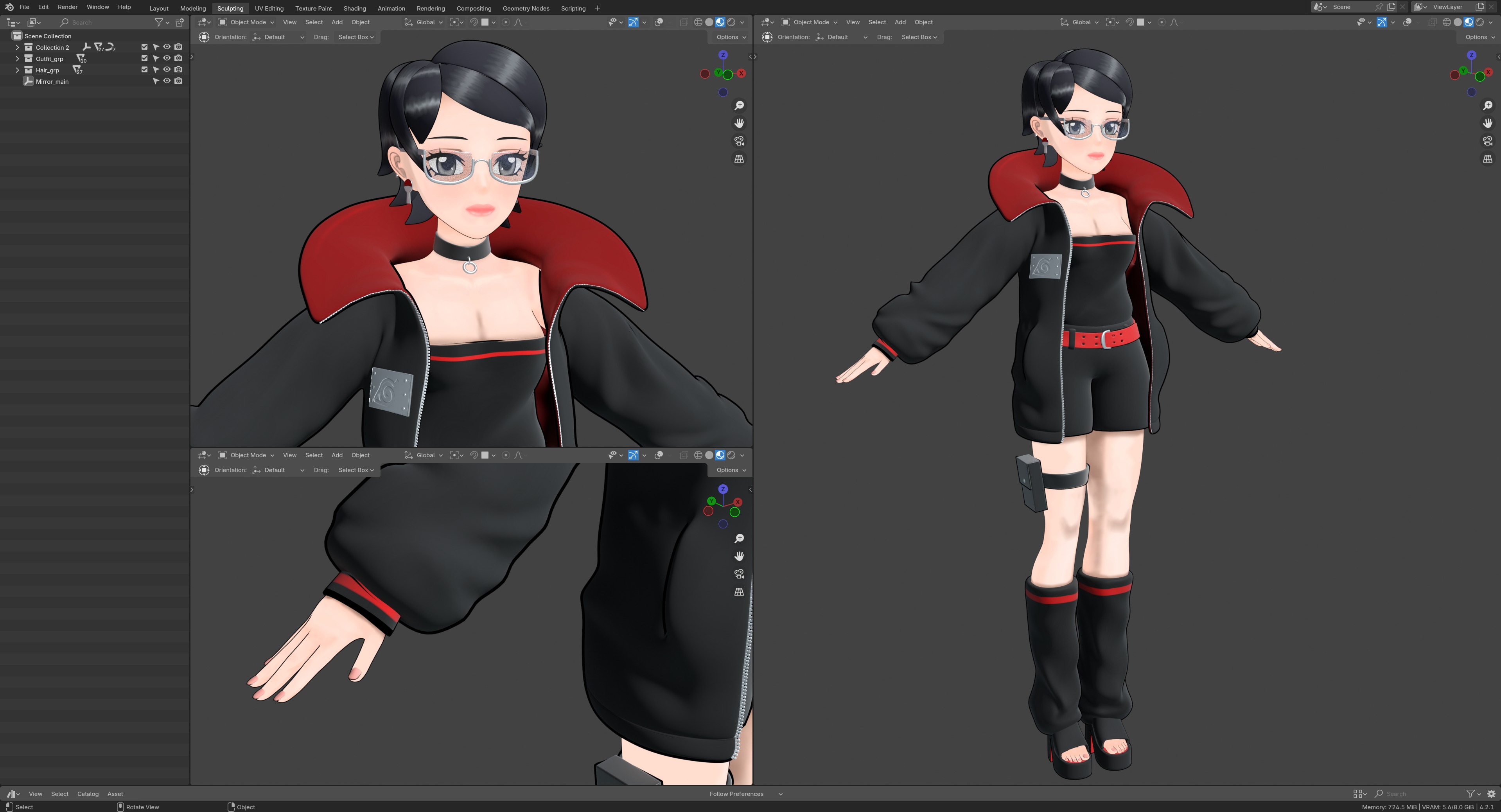 Sarada Uchiha - FanArt 3D model_1