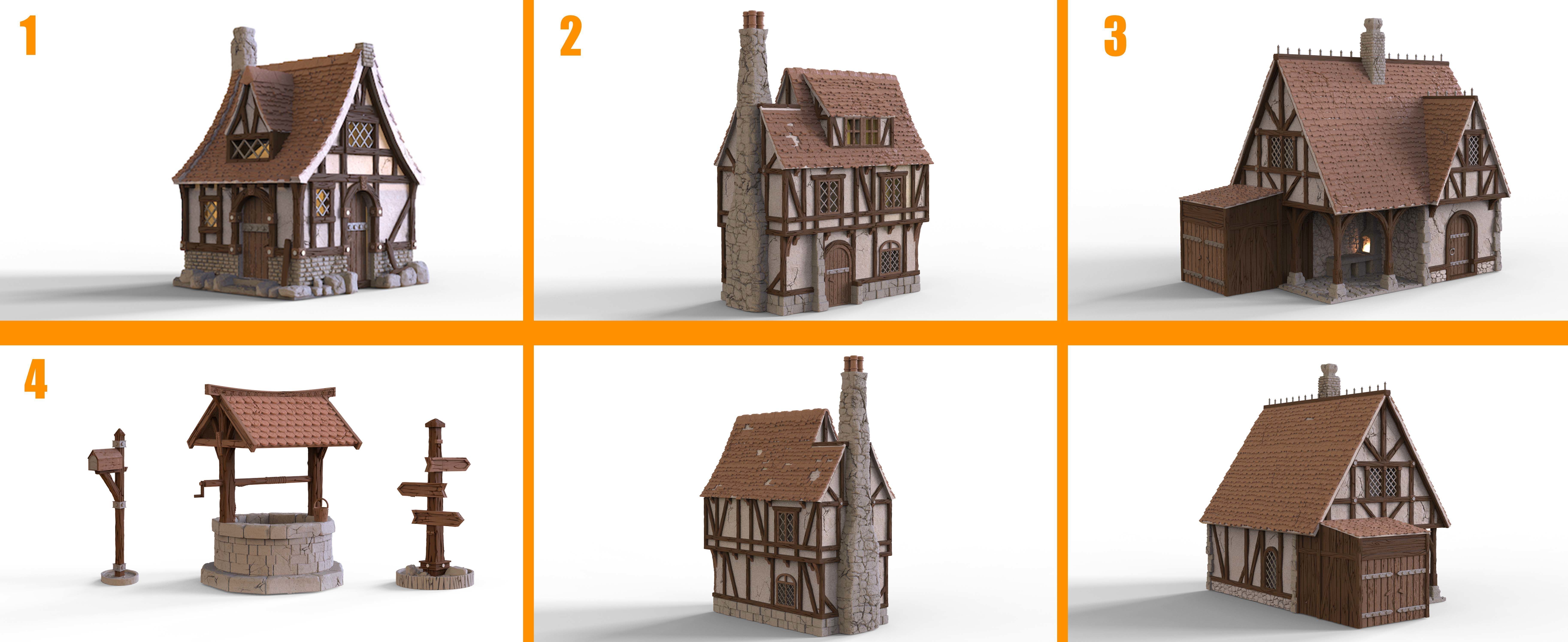 Medieval village - Orange Meadow  3D Model Collection_1