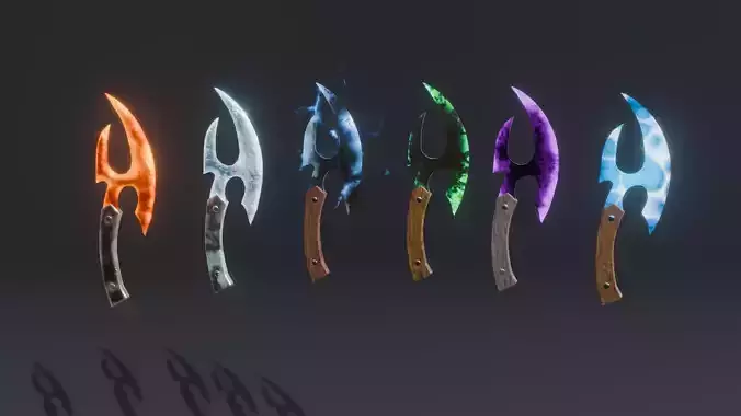 Set of 6 Elemental Daggers - Fantasy medieval weapon