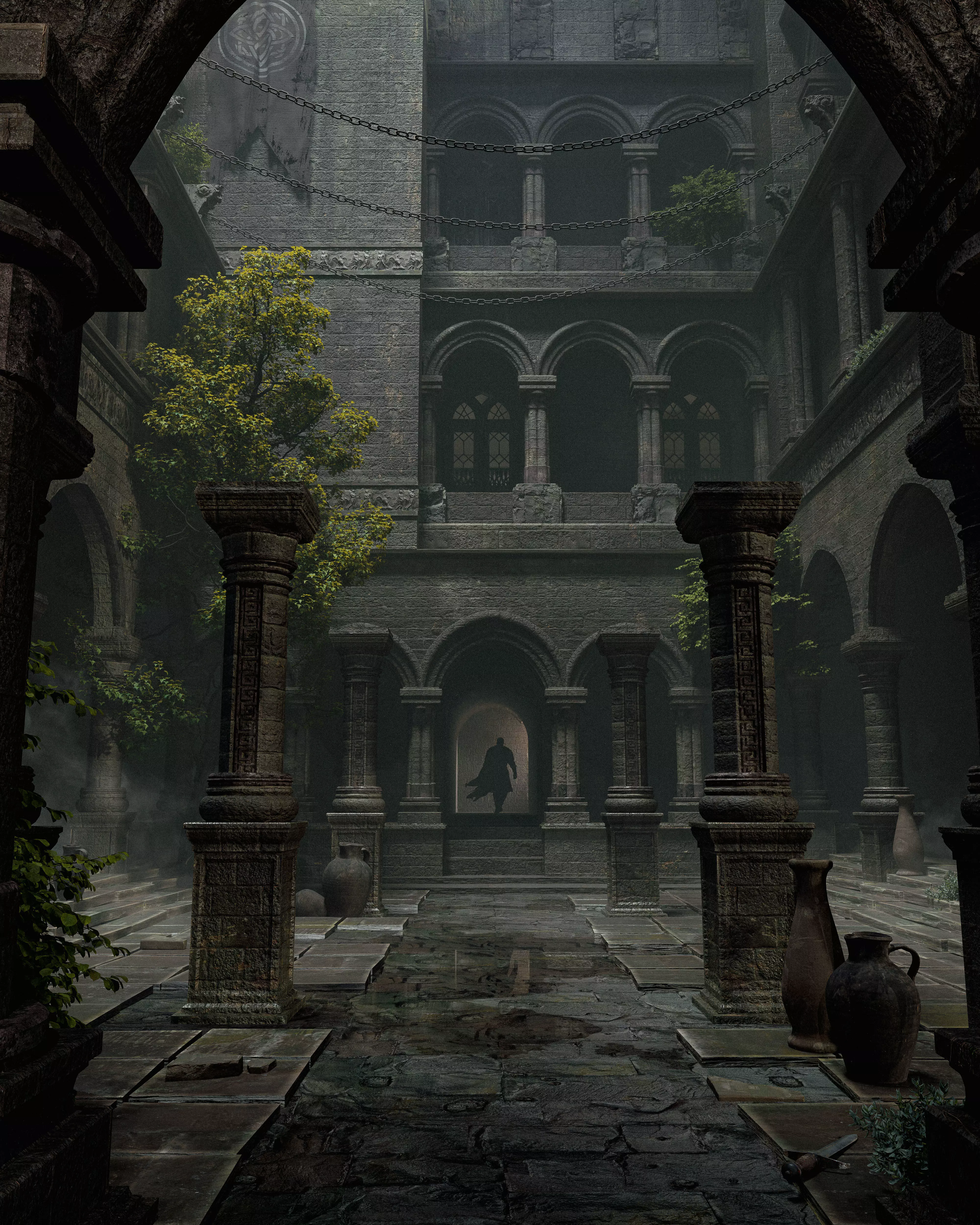 Mystery castle environment blender 3D model_0