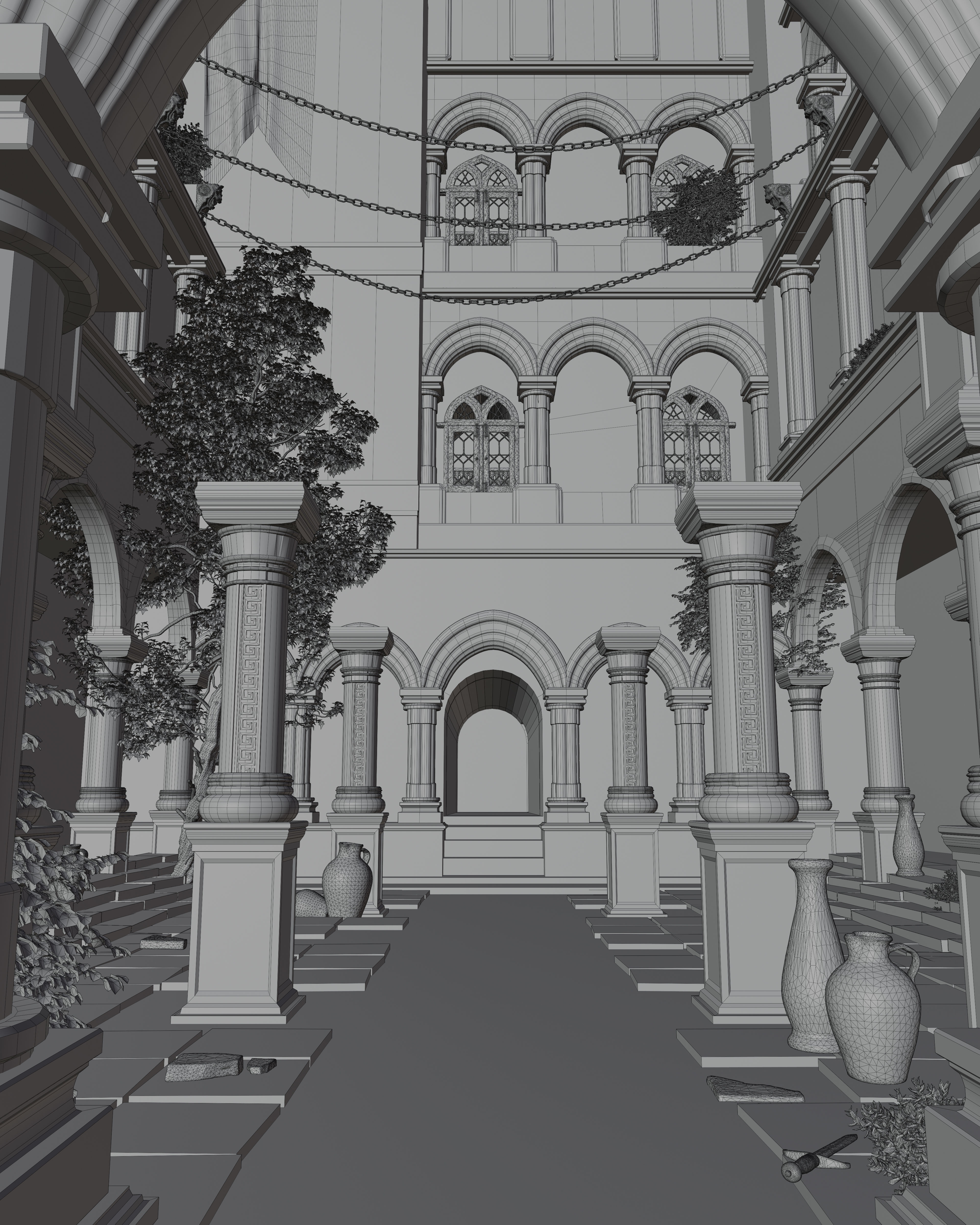Mystery castle environment blender 3D model_4