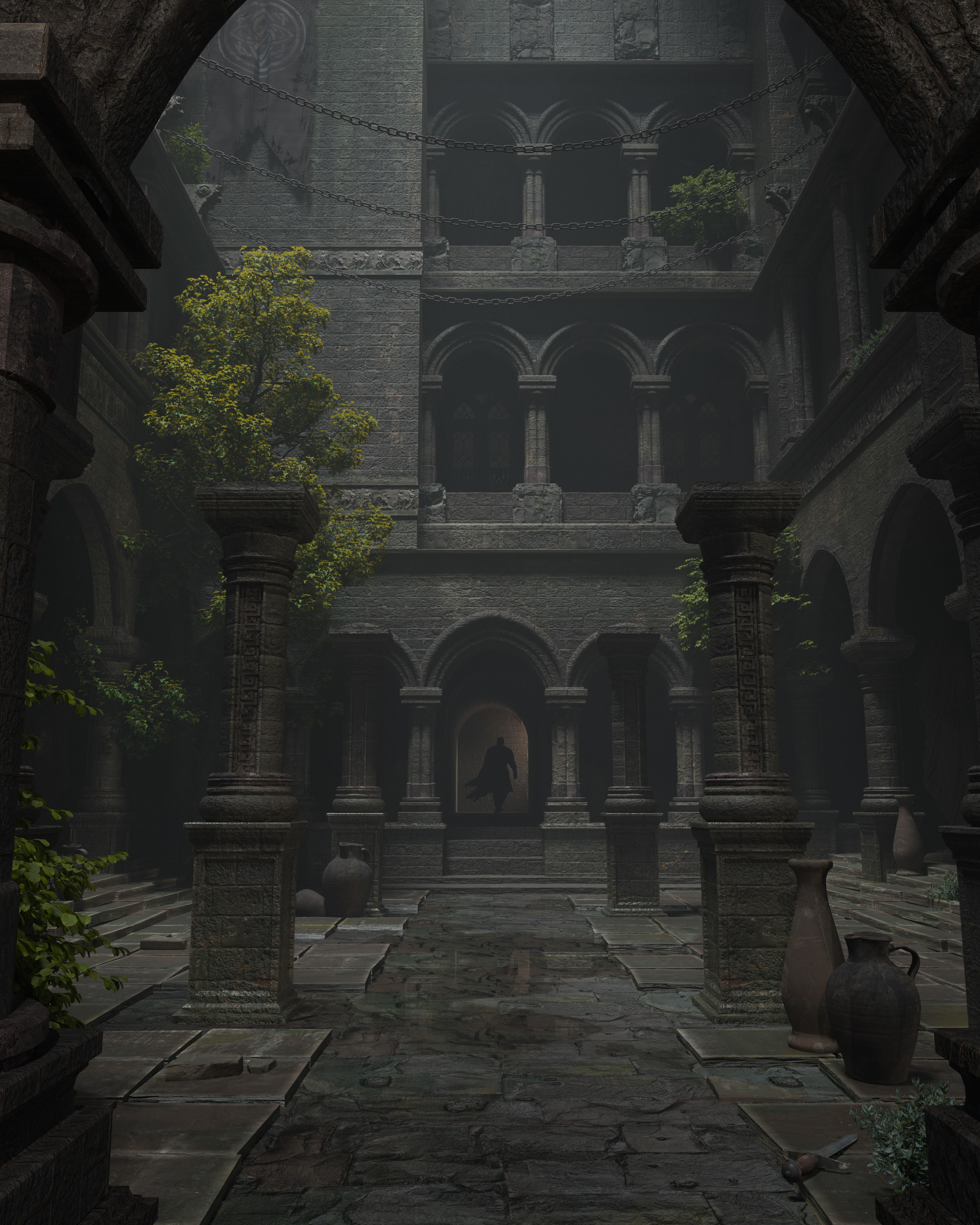 Mystery castle environment blender 3D model_1