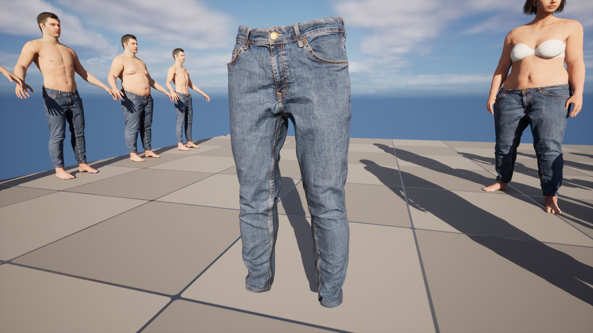 Jeans 73 - All MH Bodies and UE5 Skeletons - Rigged Low-poly 3D model_20