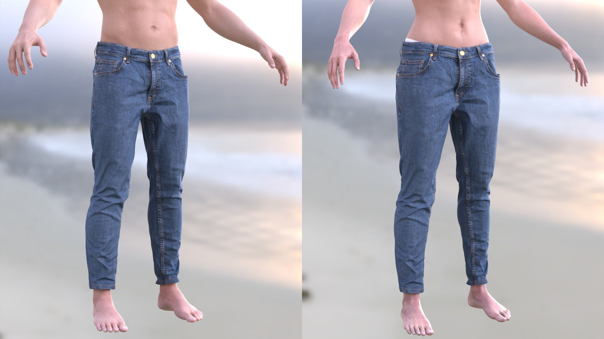 Jeans 73 - All MH Bodies and UE5 Skeletons - Rigged Low-poly 3D model_7