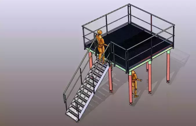 Hygienic platform with heavy duty plastic gratings