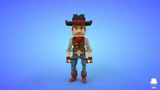 Gunslinger Voxel Character - Lowpoly Game Asset Low-poly 3D model