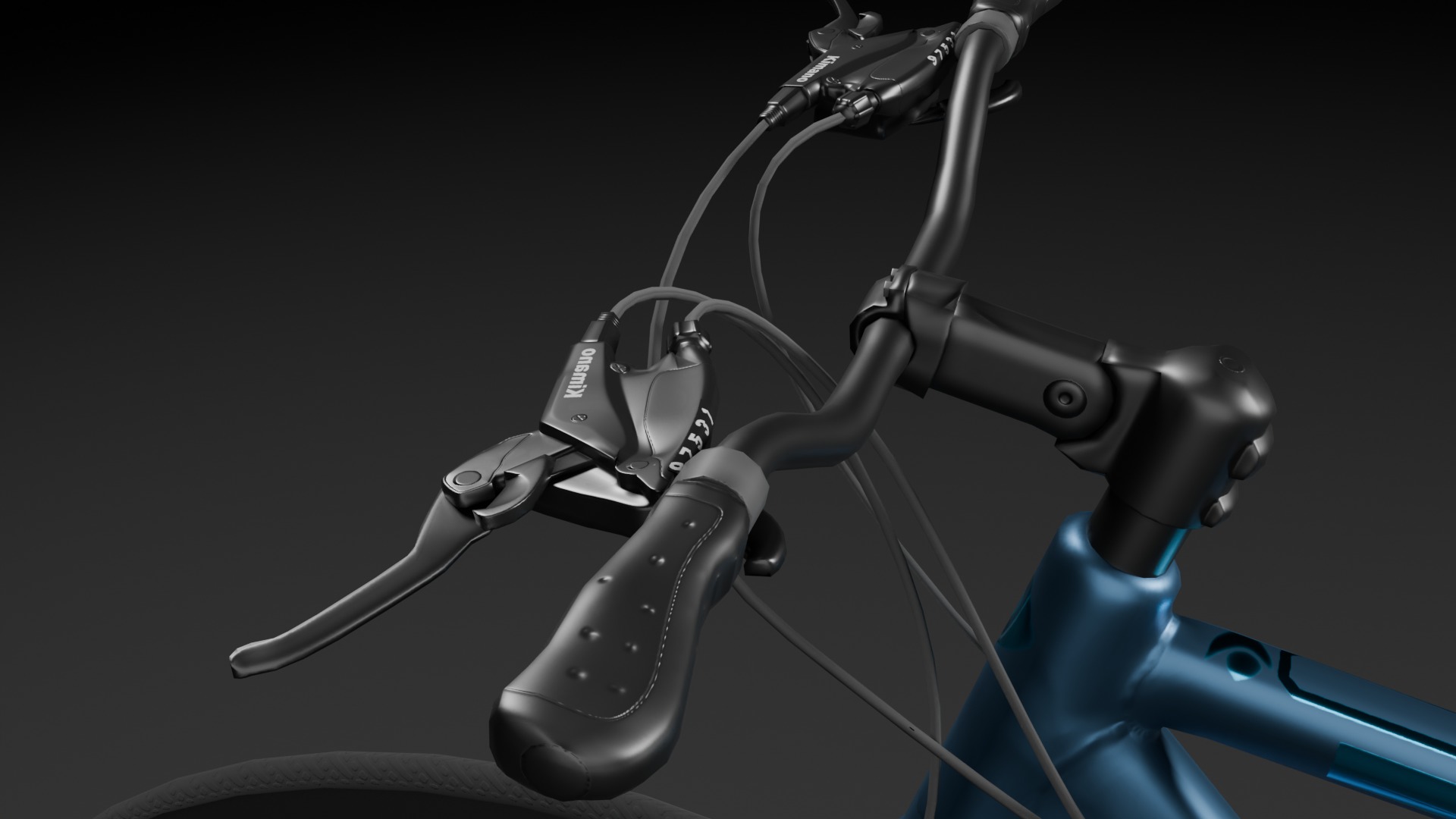 Blue Bicycle Low-poly 3D model_4