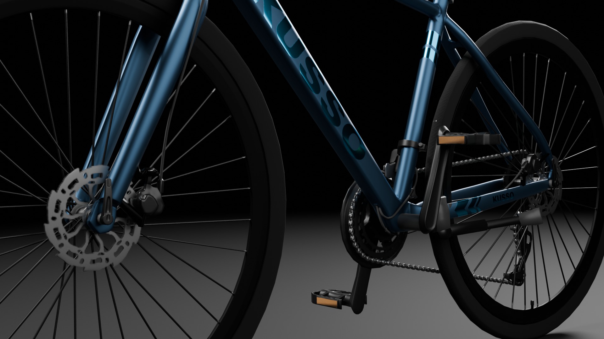 Blue Bicycle Low-poly 3D model_3