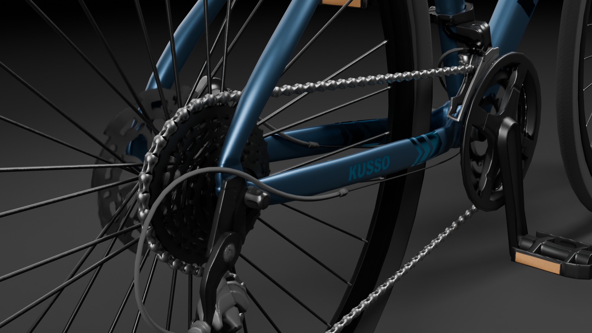 Blue Bicycle Low-poly 3D model_1