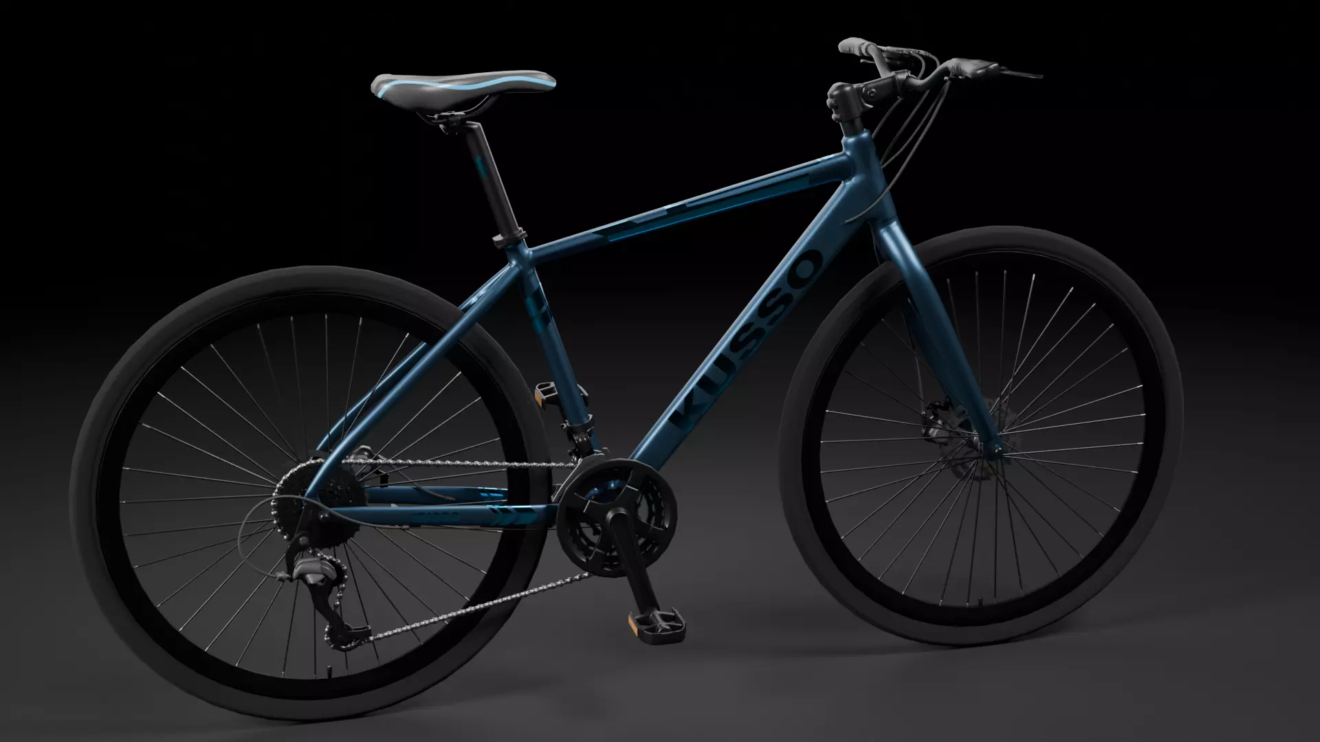 Blue Bicycle Low-poly 3D model_0