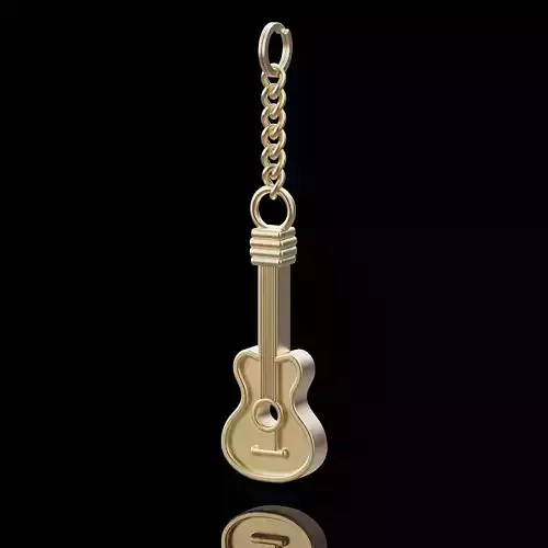 Guitar key holder silver gold printable jewelry 3D model