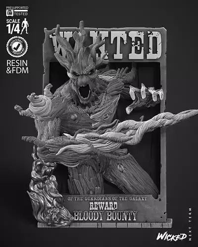Wicked Marvel Groot Bust Poster 3D print model