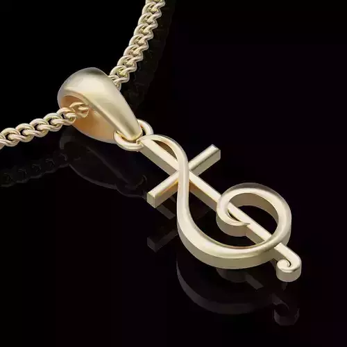 Music notation pendant silver gold printable jewelry 3D model